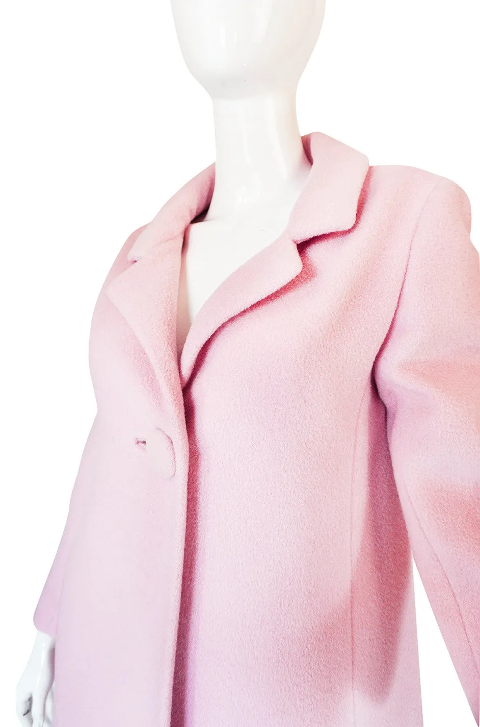 1960s Anne Klein Pink Wool Coat