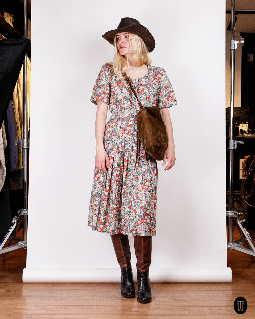 1980s Cacharel Floral Cotton Dress M