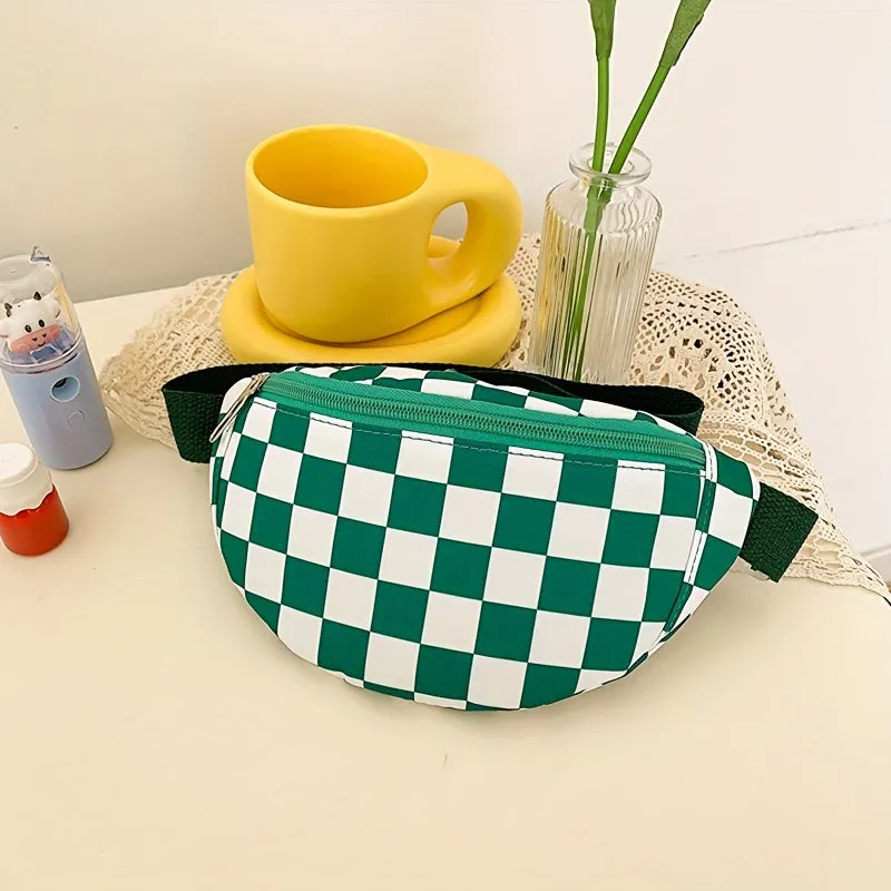 1pc Girl's Chest Bag, New Style Versatile Shoulder Bag, Cool Trendy Plaid Waist Bag, Ideal choice for Gifts