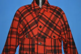 40s Double Mackinaw Black Red Check Coat Extra Large