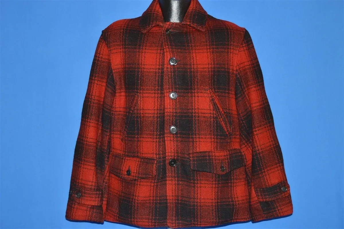 50s Red Black Mackinaw Wool Hunting Jacket Medium