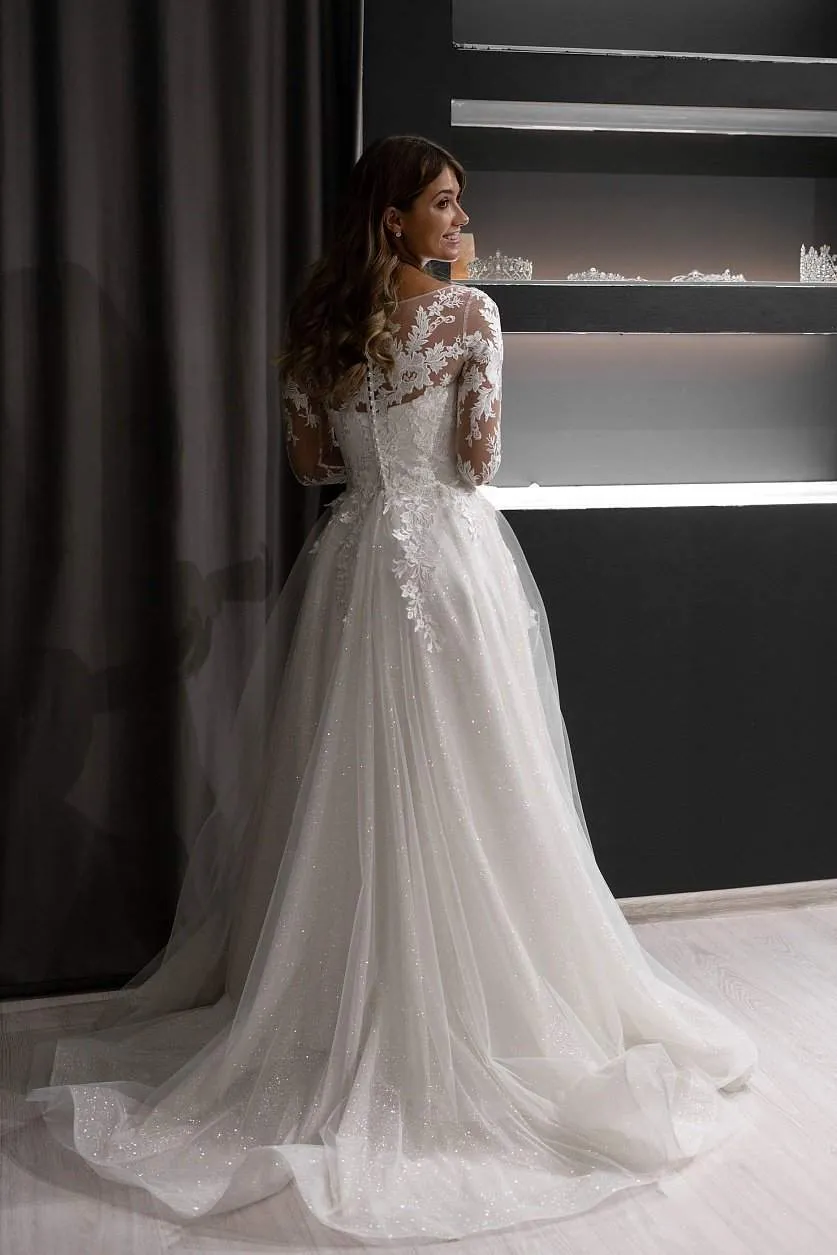 A-line Wedding Dress Ivanel with Lace Sleeves