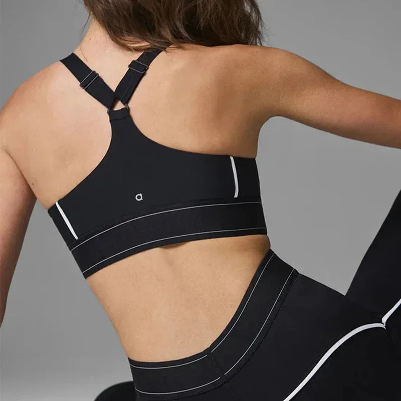 a*  Yoga suit with full logo Pilates two-piece sportswear set with soft cushioned skin friendly fabric