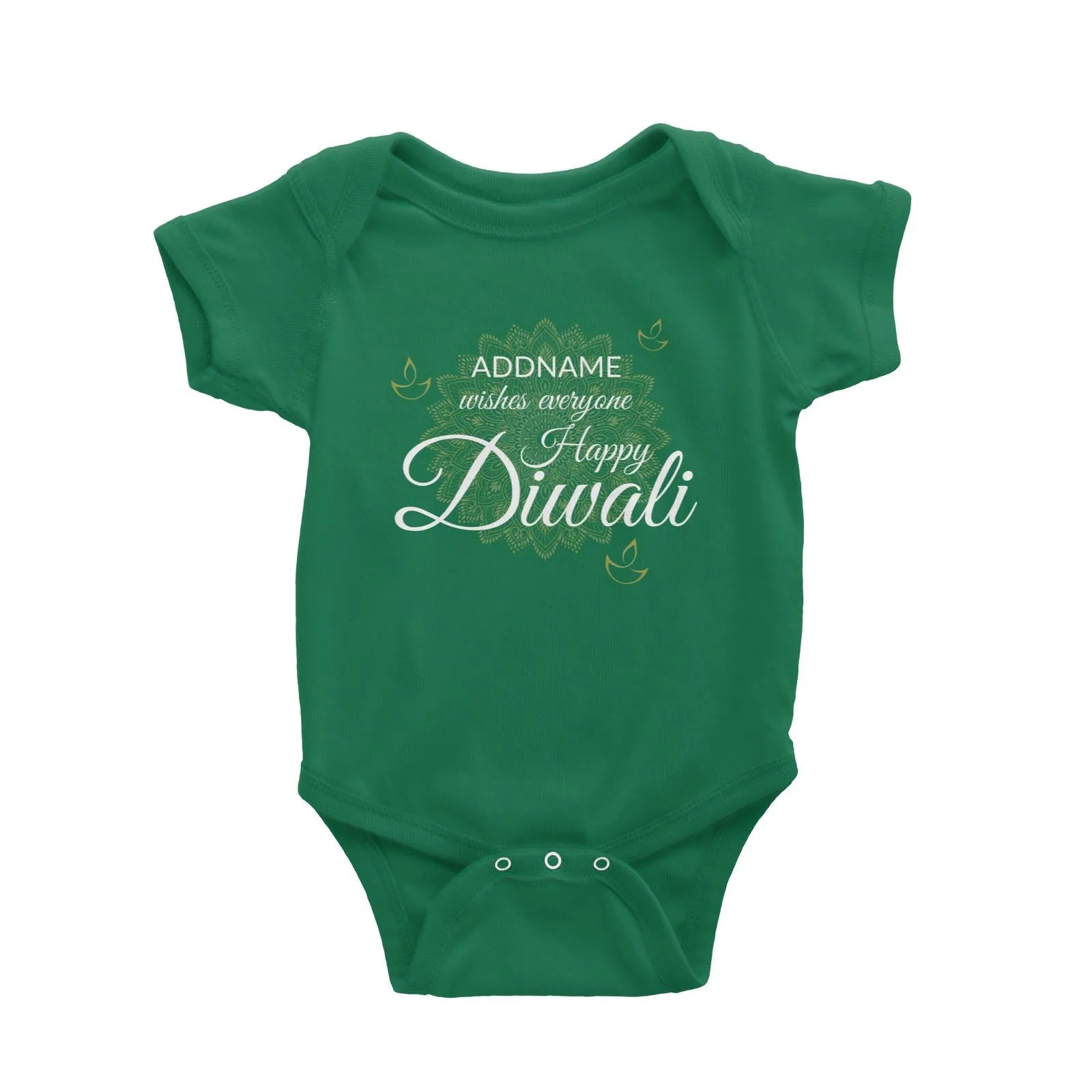 Addname Wishes Everyone Happy Diwali with Mandala Baby Romper