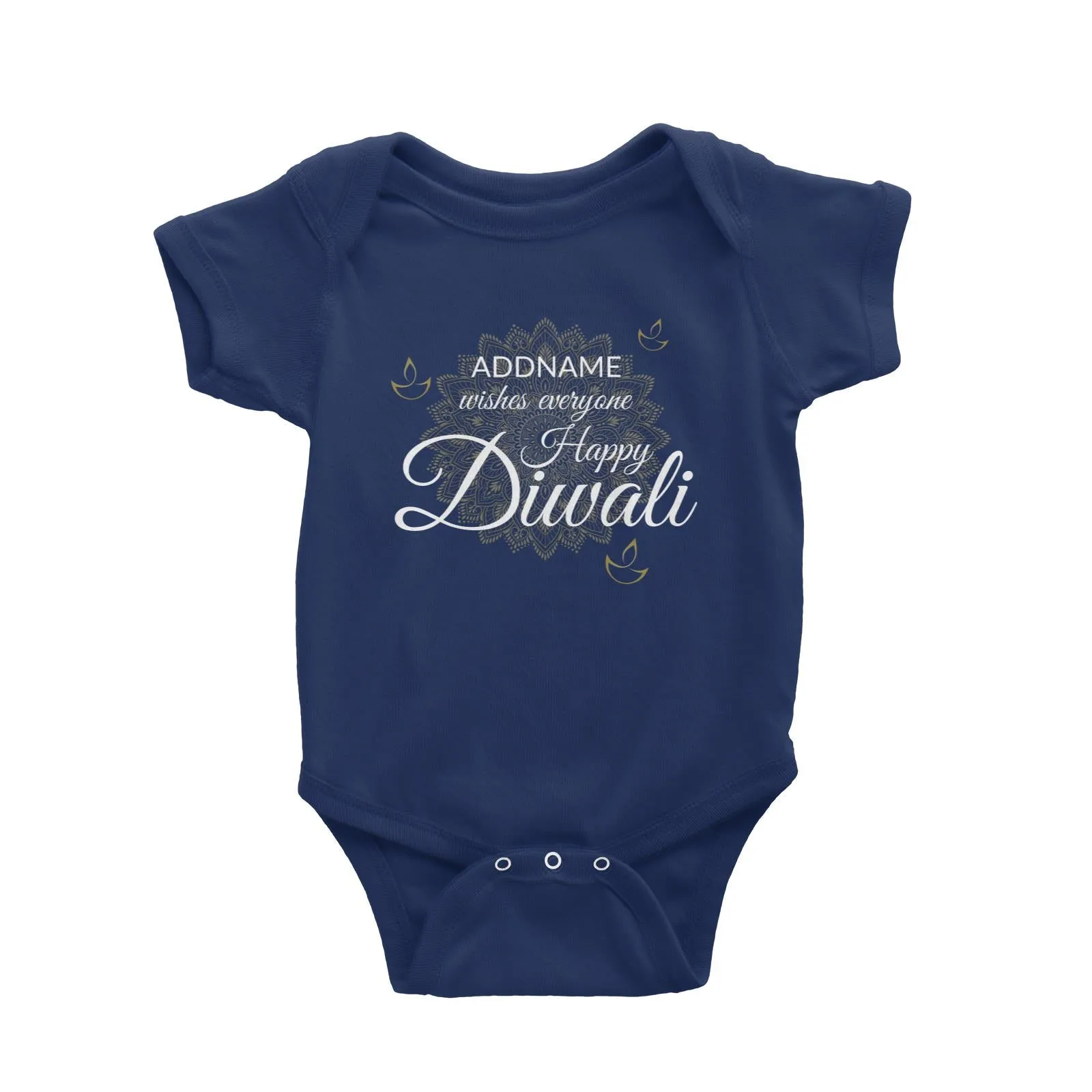 Addname Wishes Everyone Happy Diwali with Mandala Baby Romper