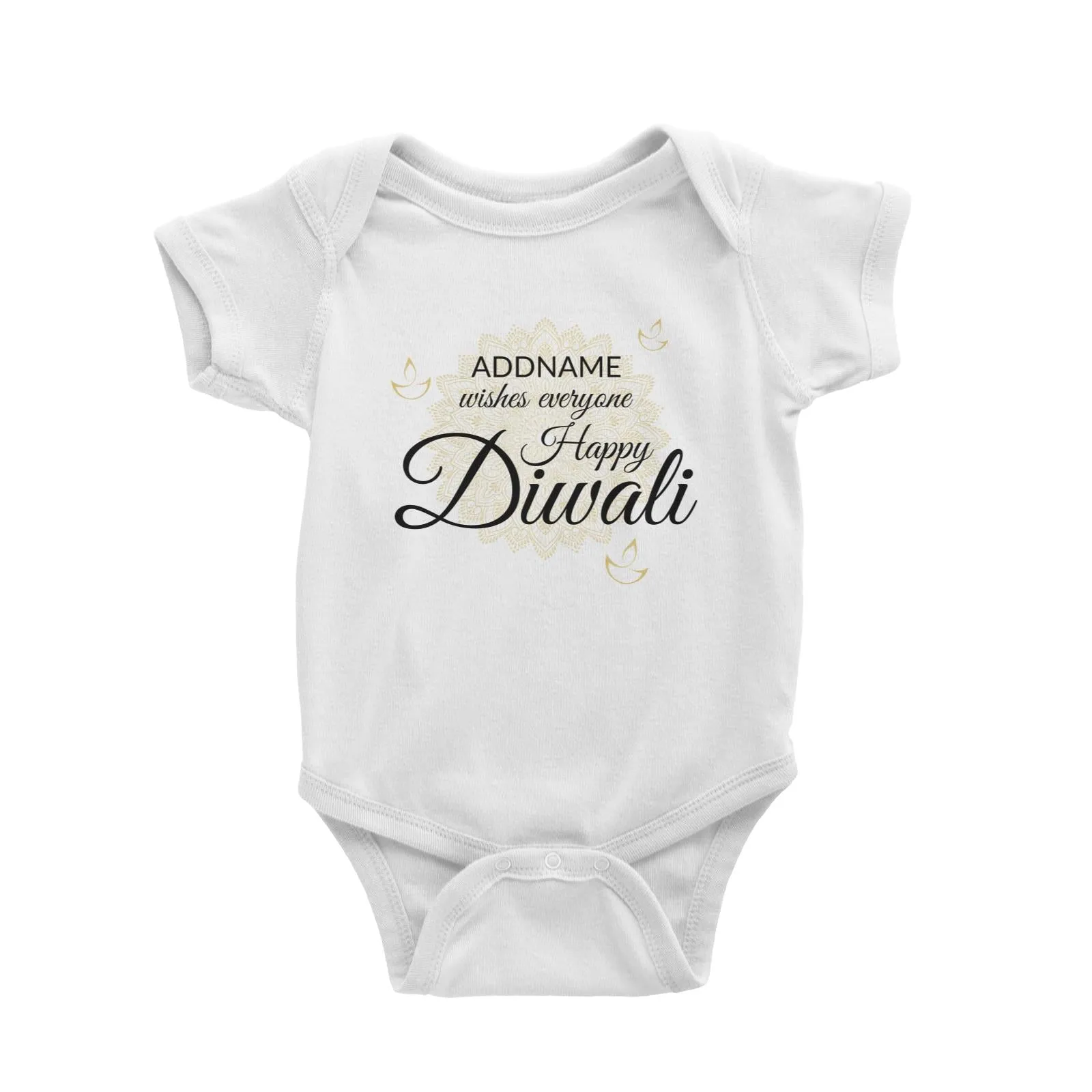 Addname Wishes Everyone Happy Diwali with Mandala Baby Romper