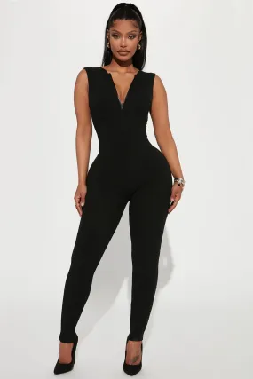 Adriana Ribbed Jumpsuit - Black