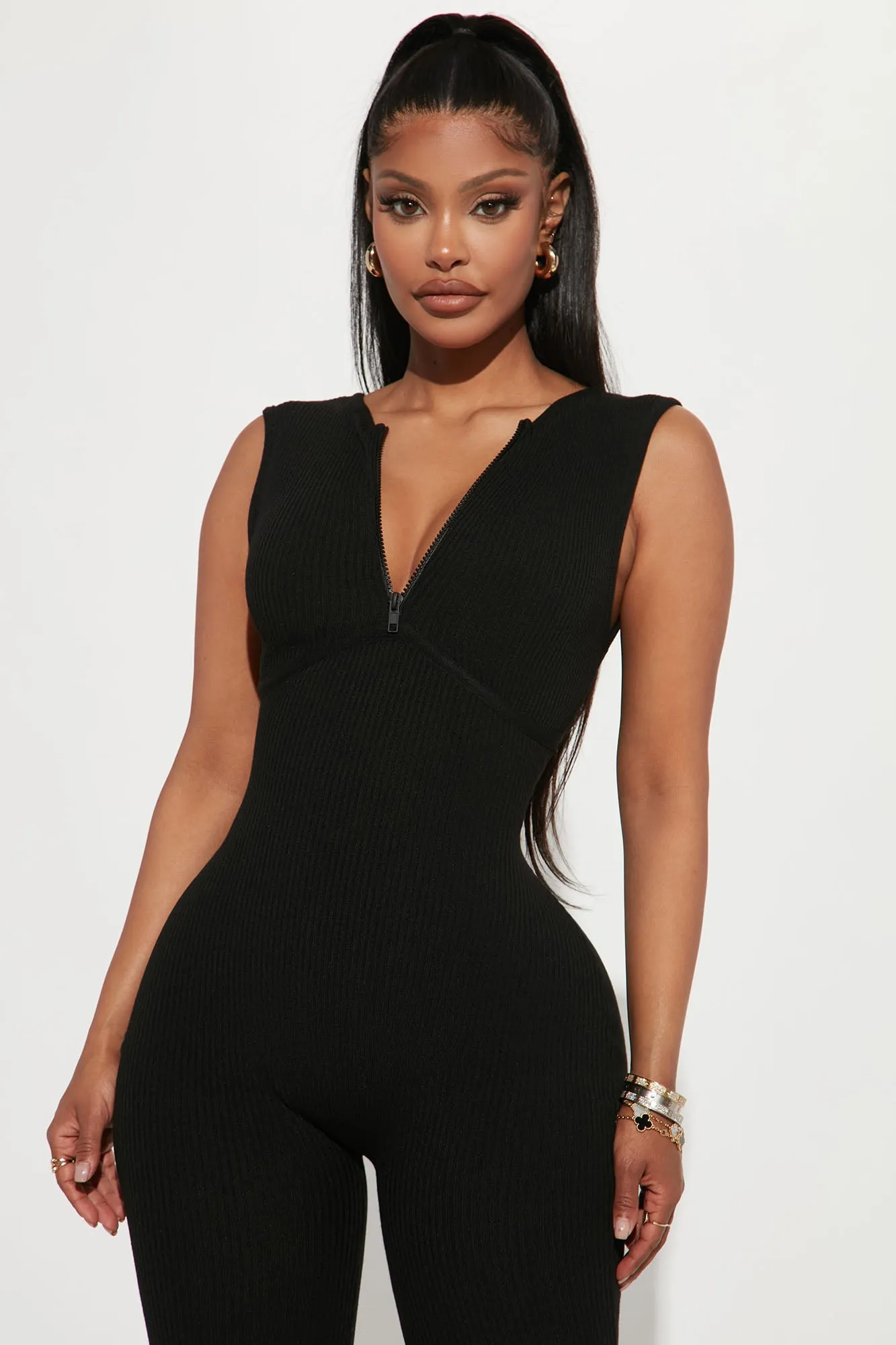 Adriana Ribbed Jumpsuit - Black