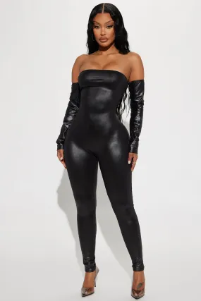 Alexi Leather Jumpsuit - Black