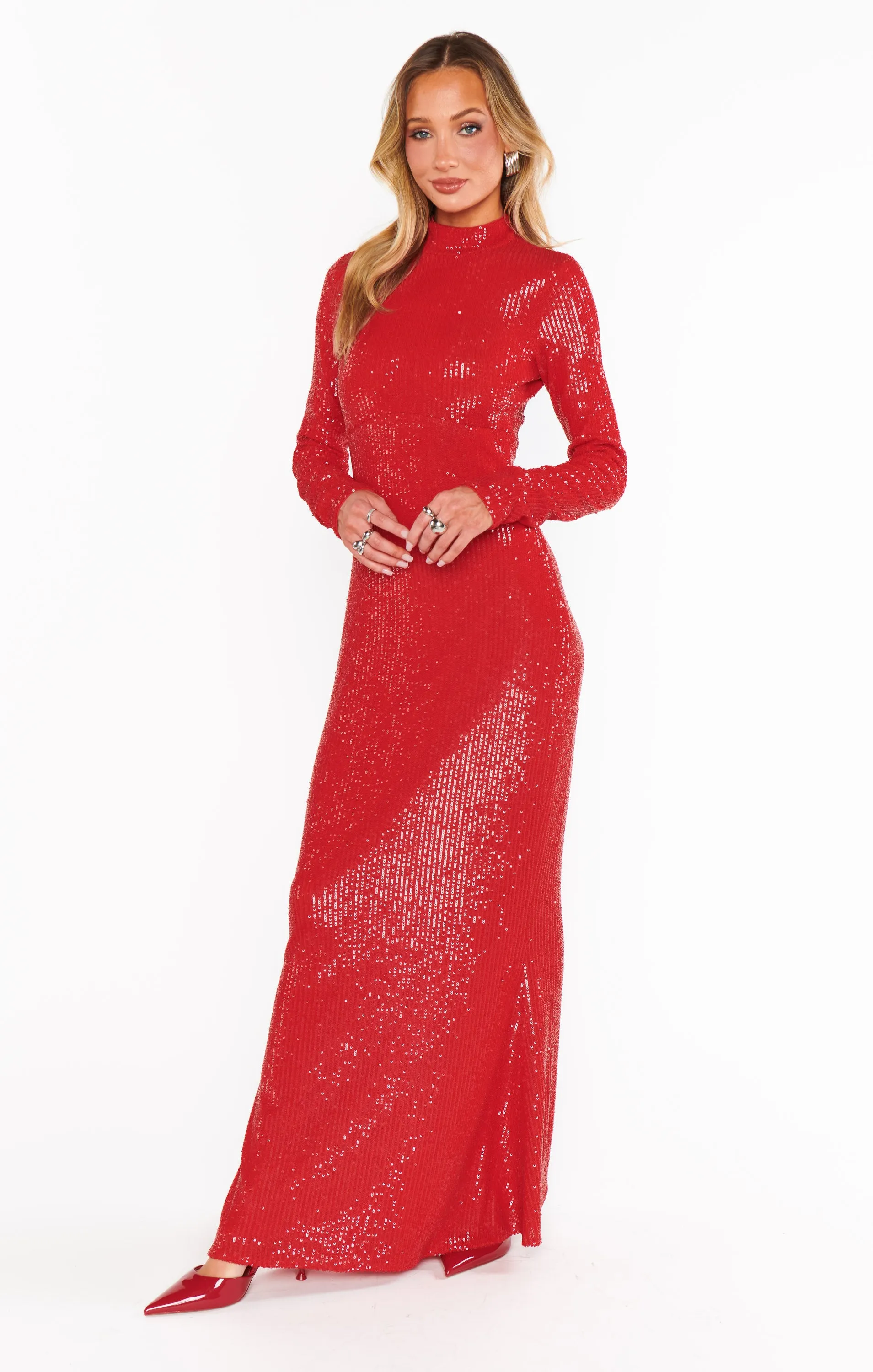 All Out Maxi Dress ~ Red Sequins