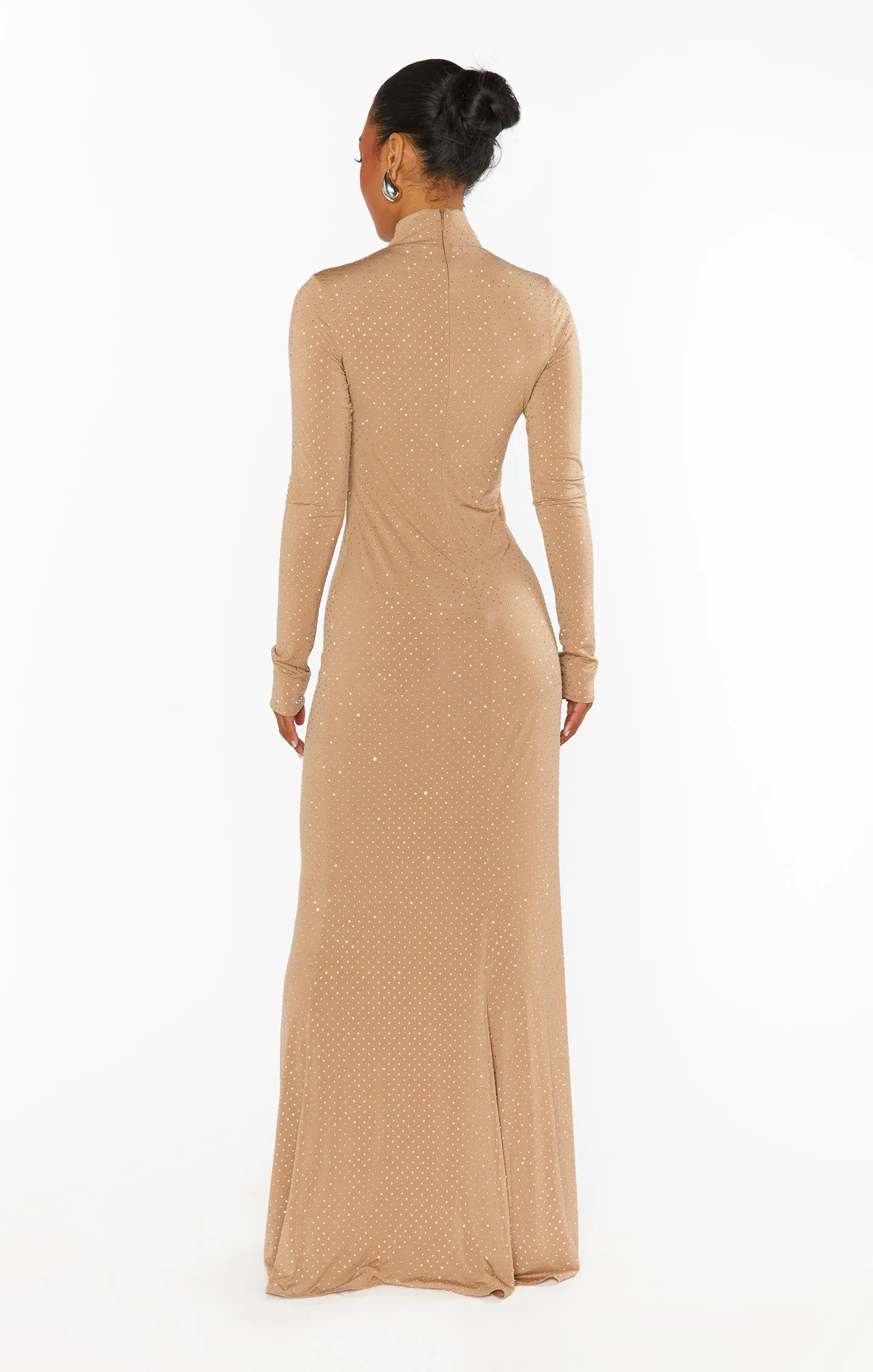 All Out Maxi Dress ~ Taupe Rhinestone Stretch