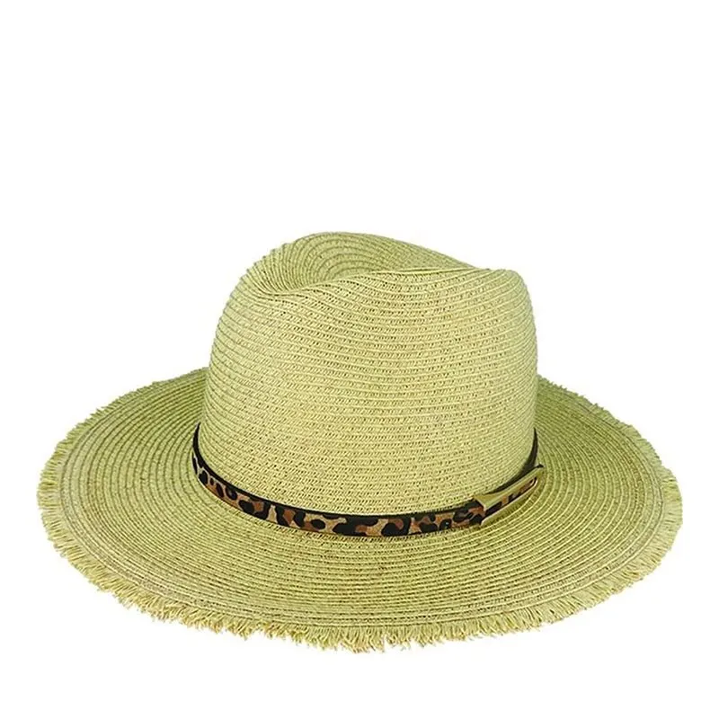 ANIMAL PRINT FRAYED EDGE BRAIDED FEDORA