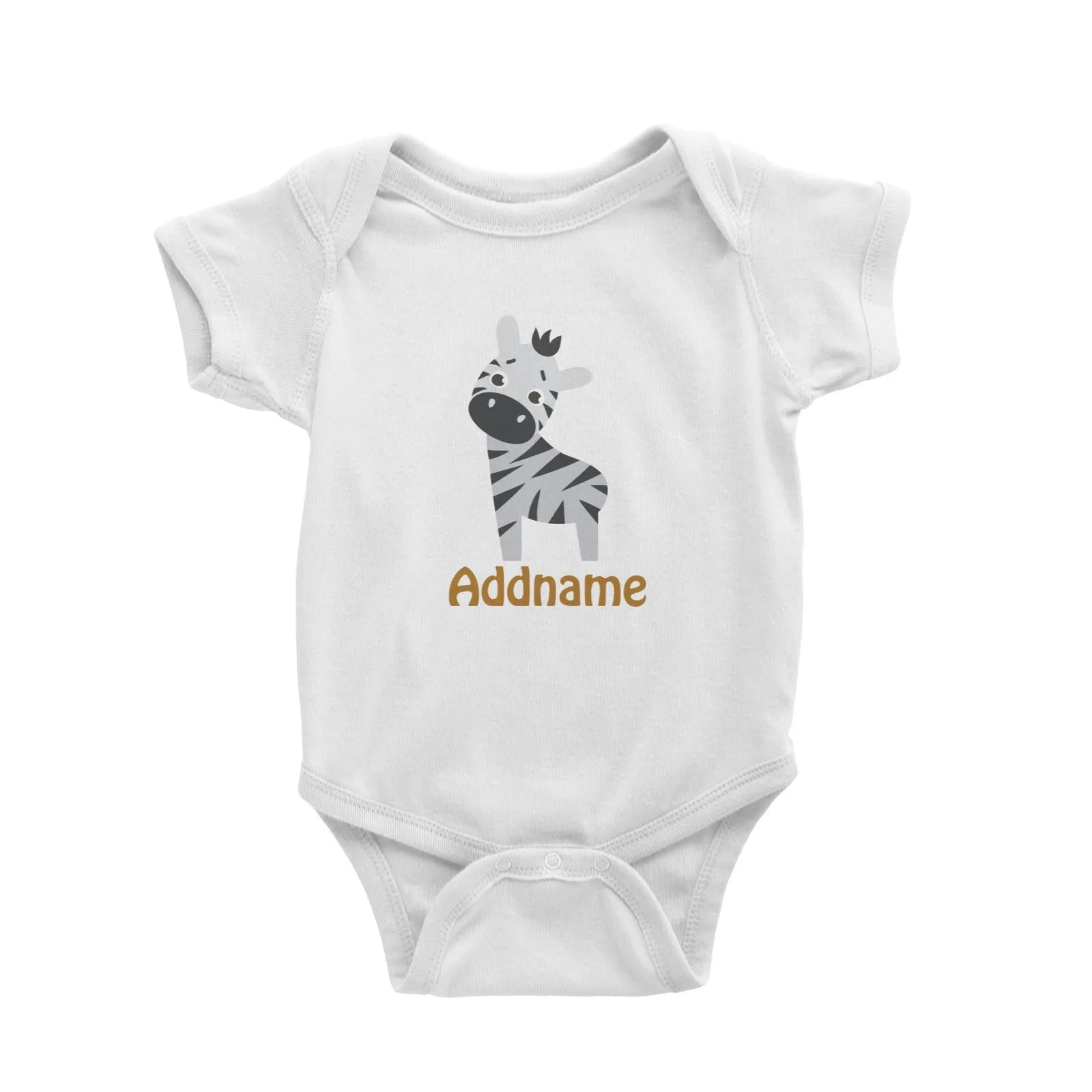Animal Safari Jungle Zebra Addname Baby Romper