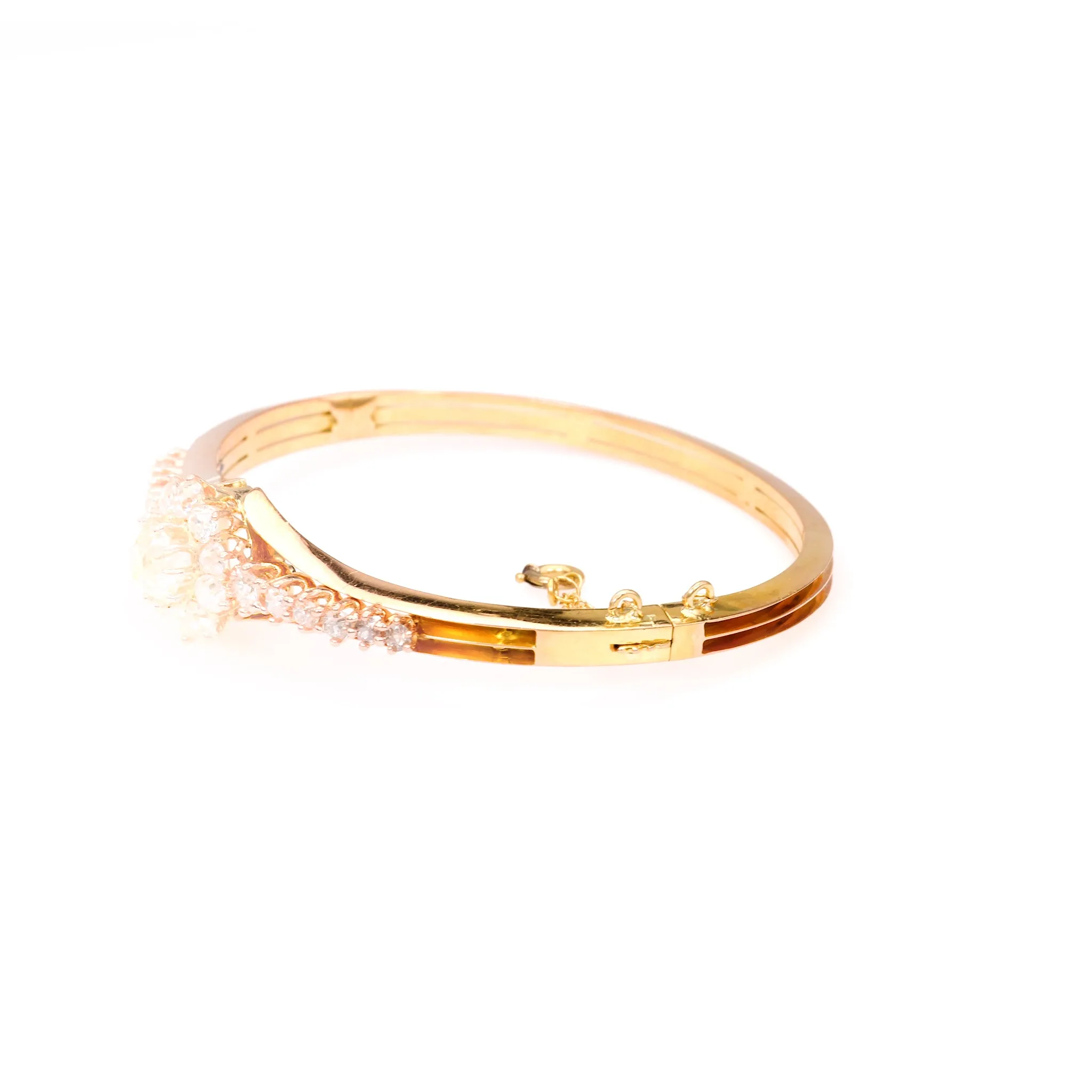 Antique French Diamond 18k Rose Gold Bangle Bracelet