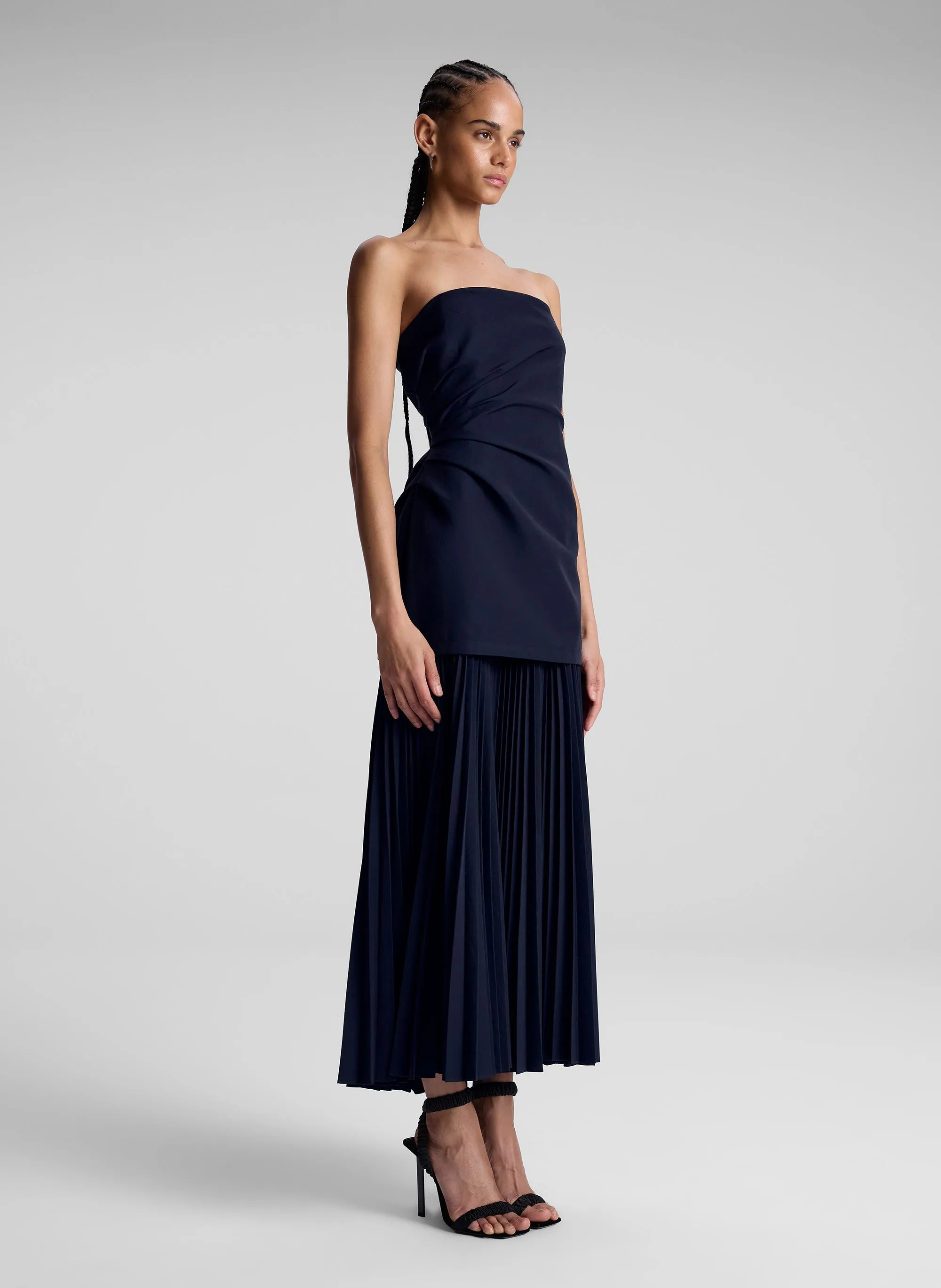 Austin Strapless Pleated Dress