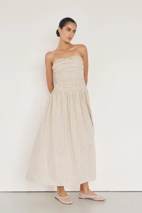 AYLA CREAM STRIPE MIDI DRESS