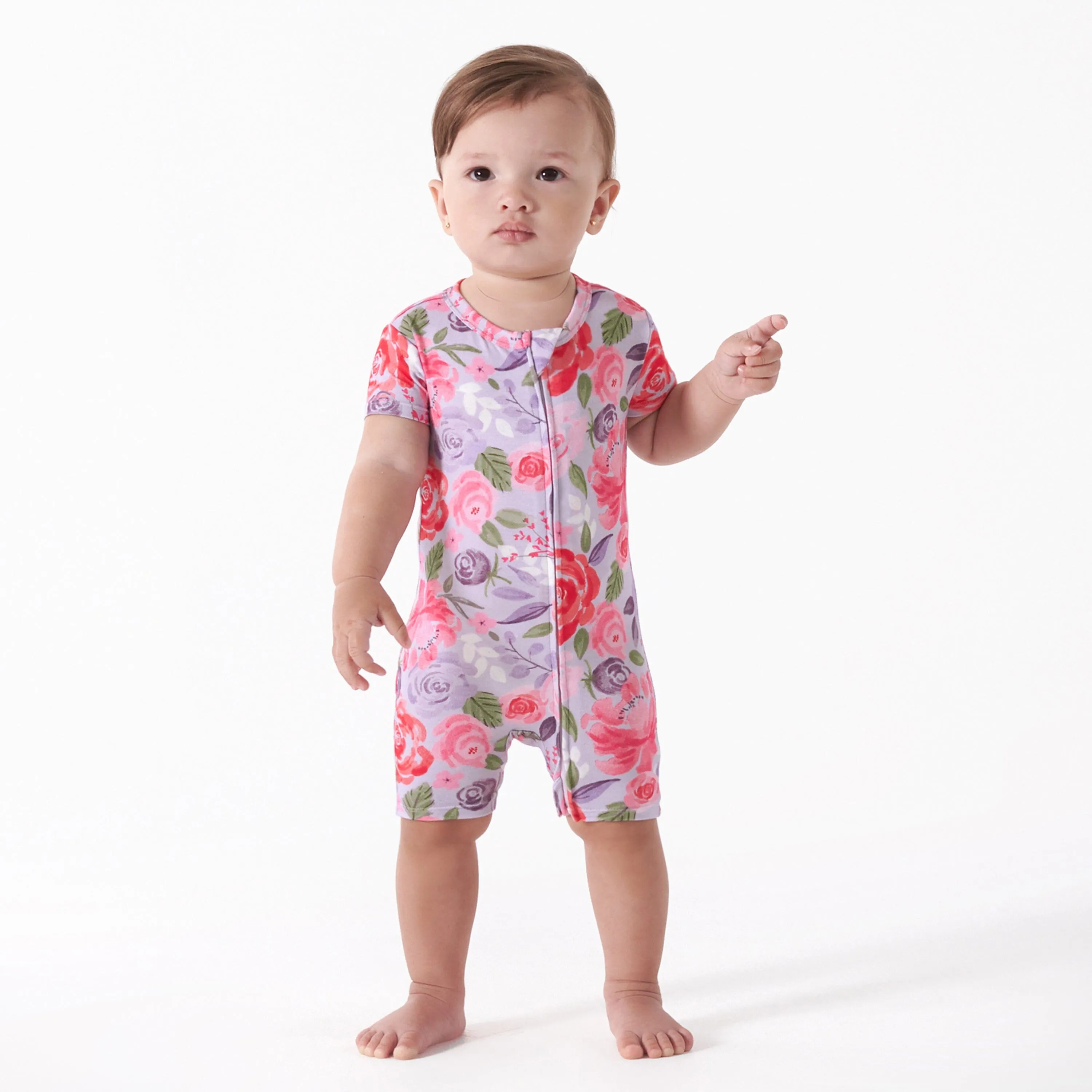 Baby Girls Lilac Garden Buttery Soft Viscose Made from Eucalyptus Snug Fit Romper