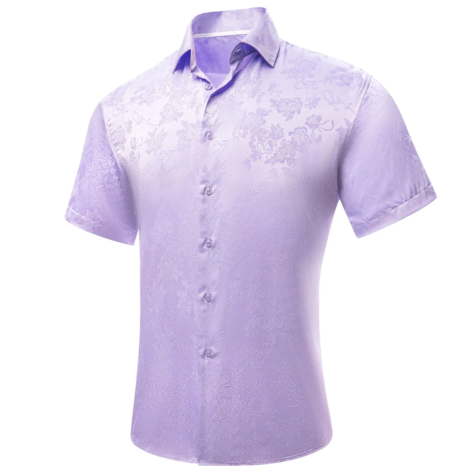 Baby Purple Floral Silk Men's Short Sleeve Shirt