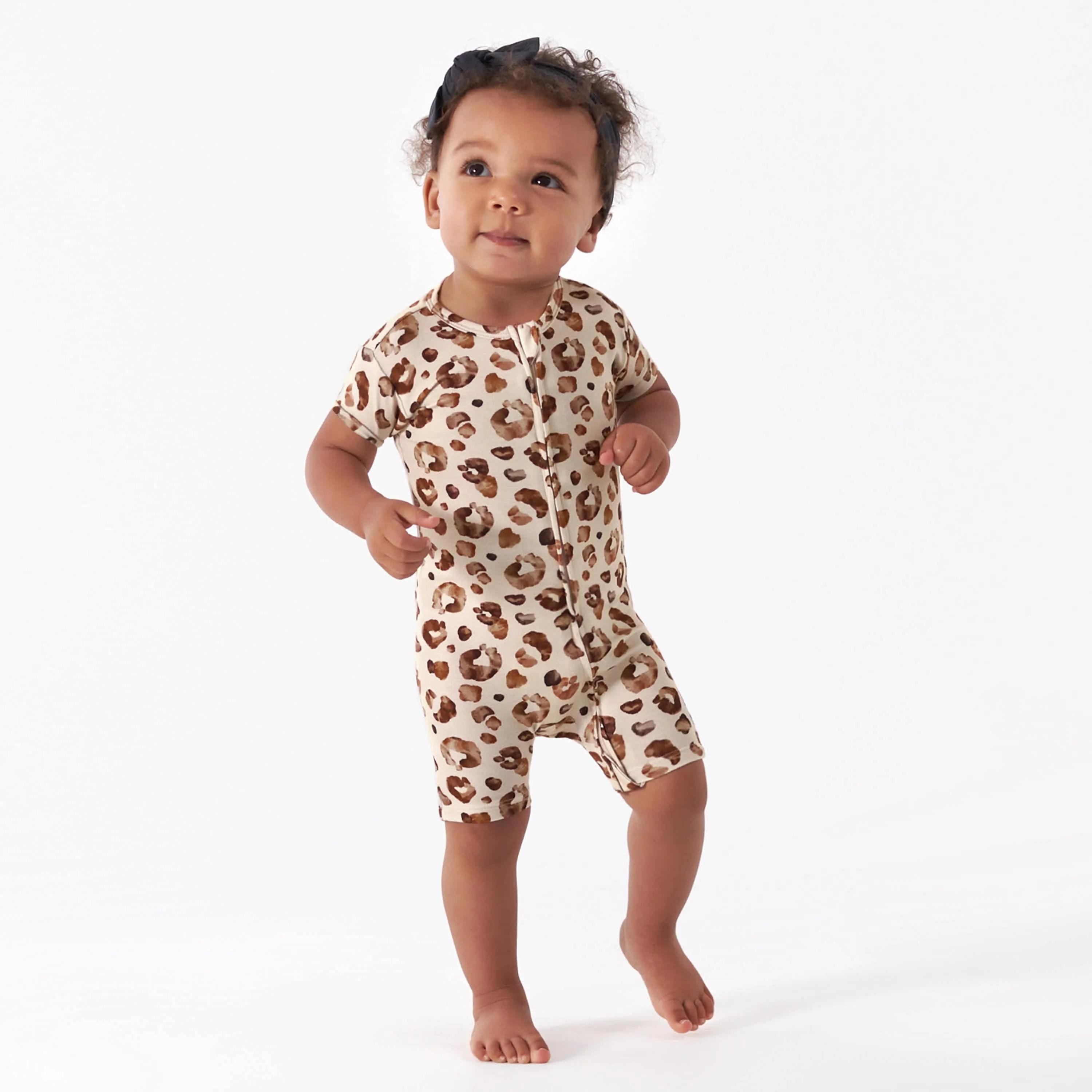 Baby Spotted Leopard Buttery Soft Viscose Made from Eucalyptus Snug Fit Romper