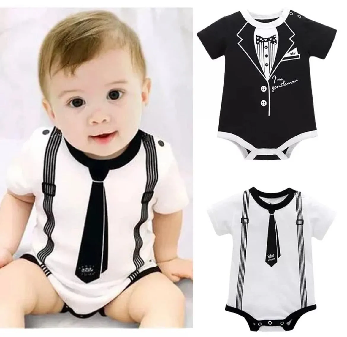 Baby Tuxedo Onesie - Black