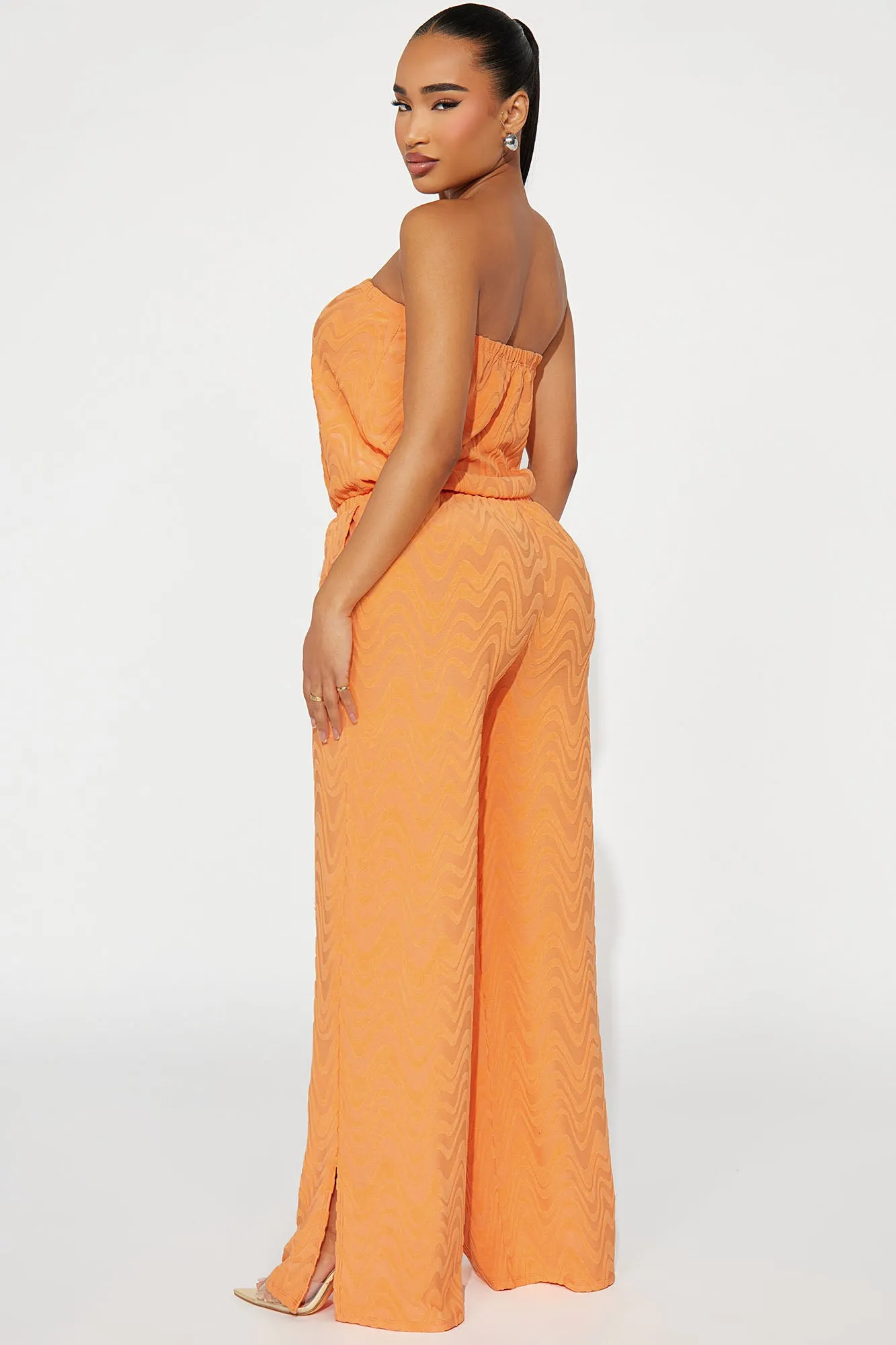 Balcony View Terry Cloth Jumpsuit - Orange