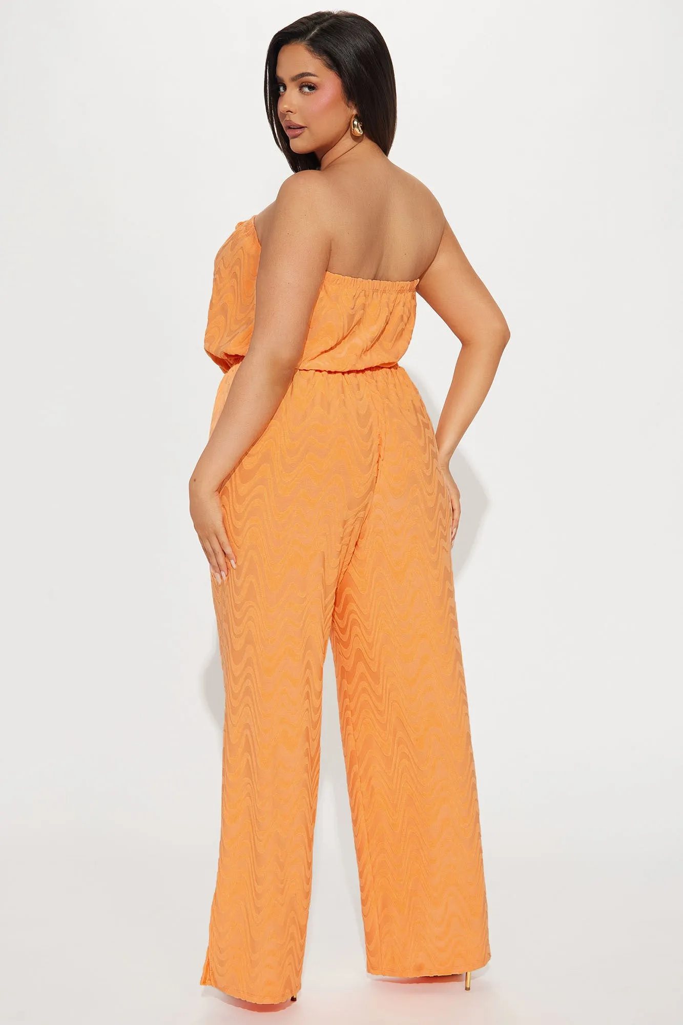 Balcony View Terry Cloth Jumpsuit - Orange