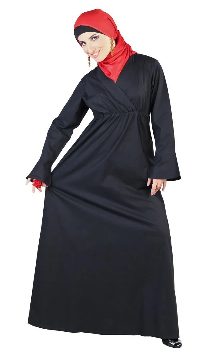 Basic Fold Over Style Pleated Abaya Dress