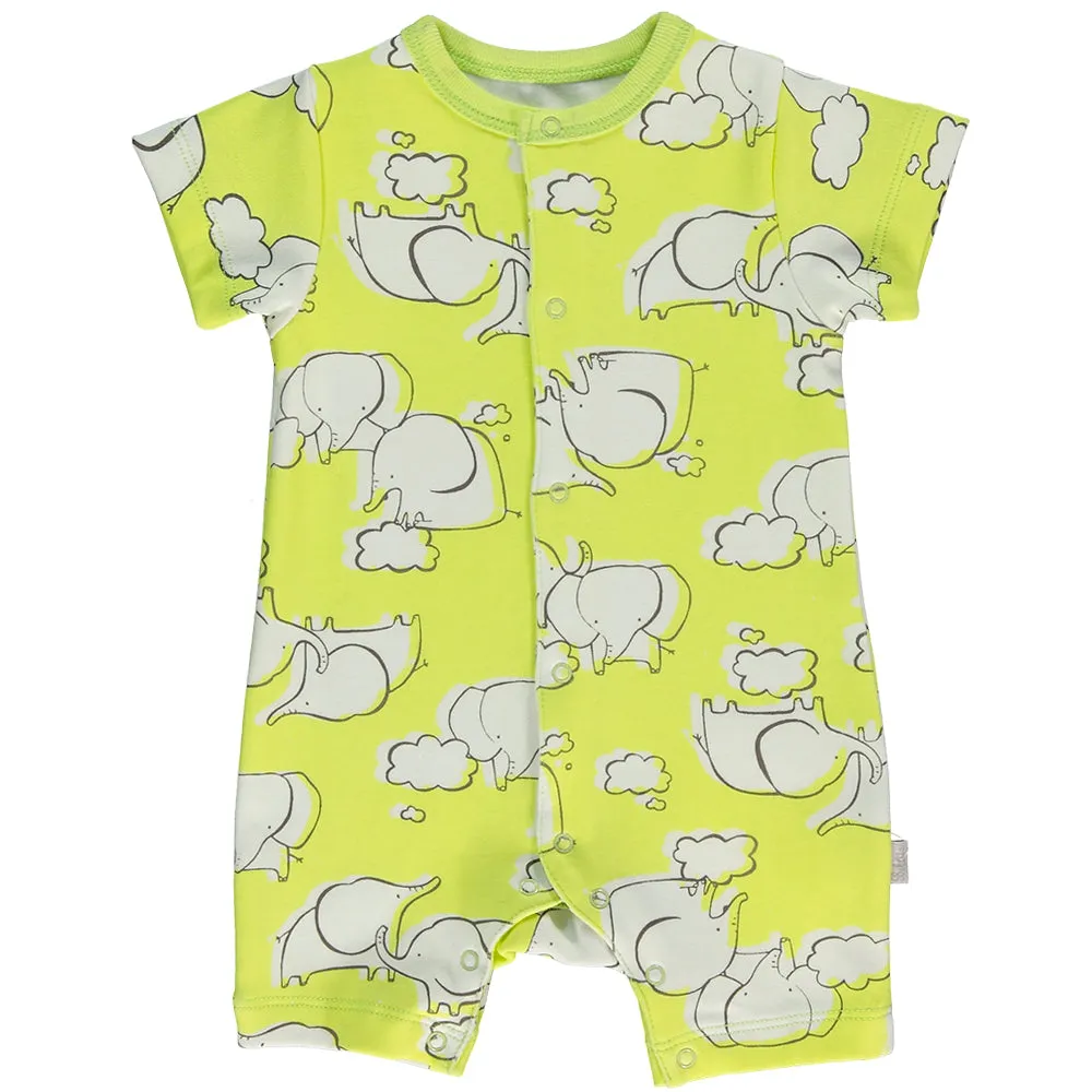 Bebetto Cotton Romper Elephant Green (0-12mths)