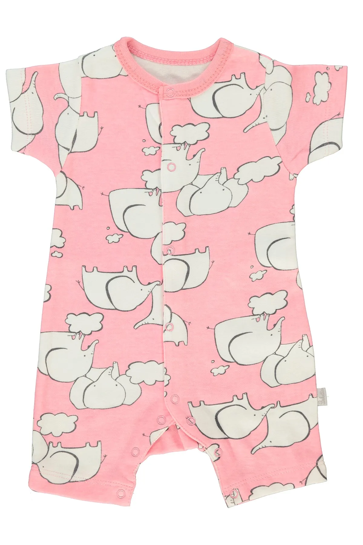 Bebetto Cotton Romper Elephant Pink (0-12mths)