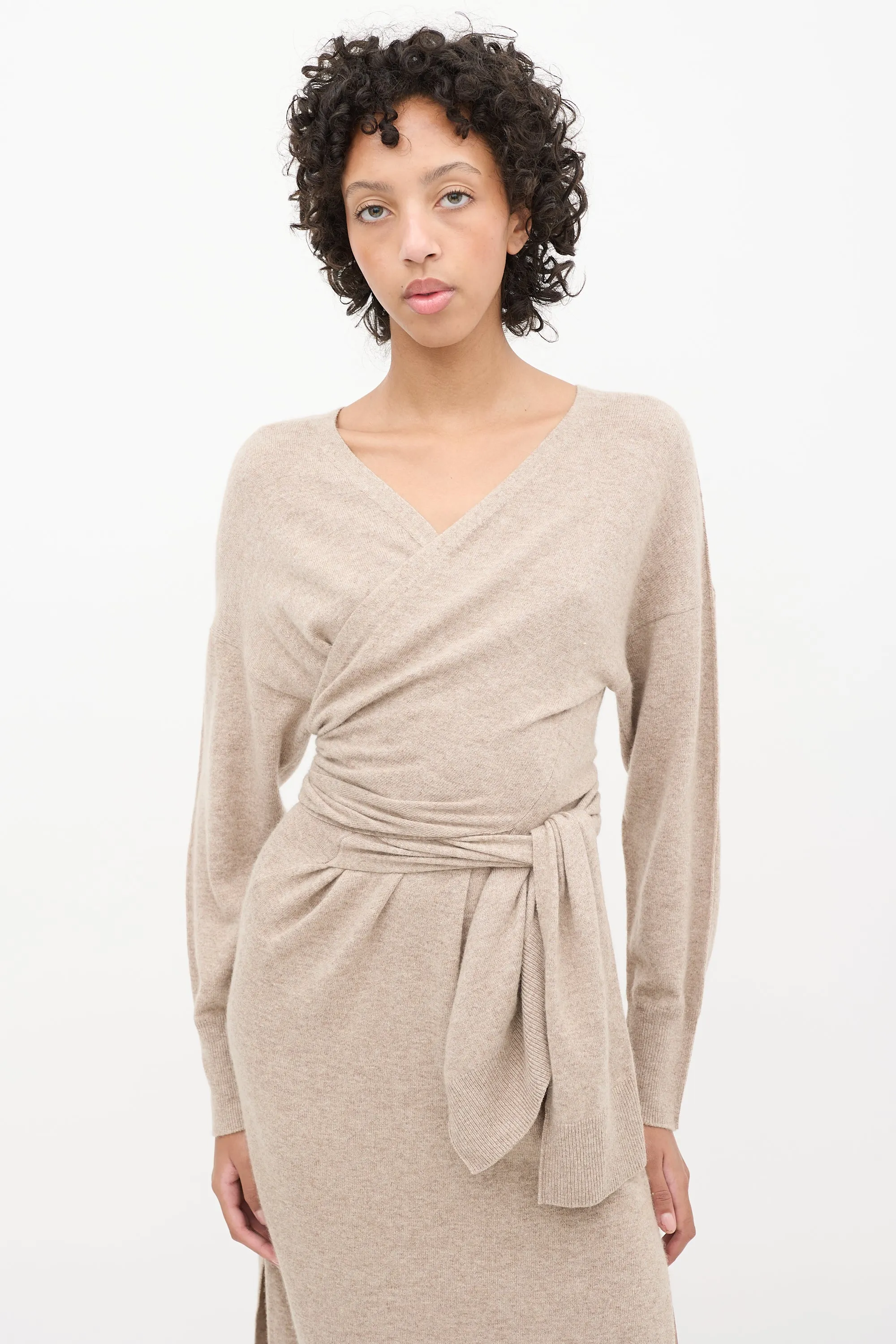 Beige Wool Wrap Skyla Dress