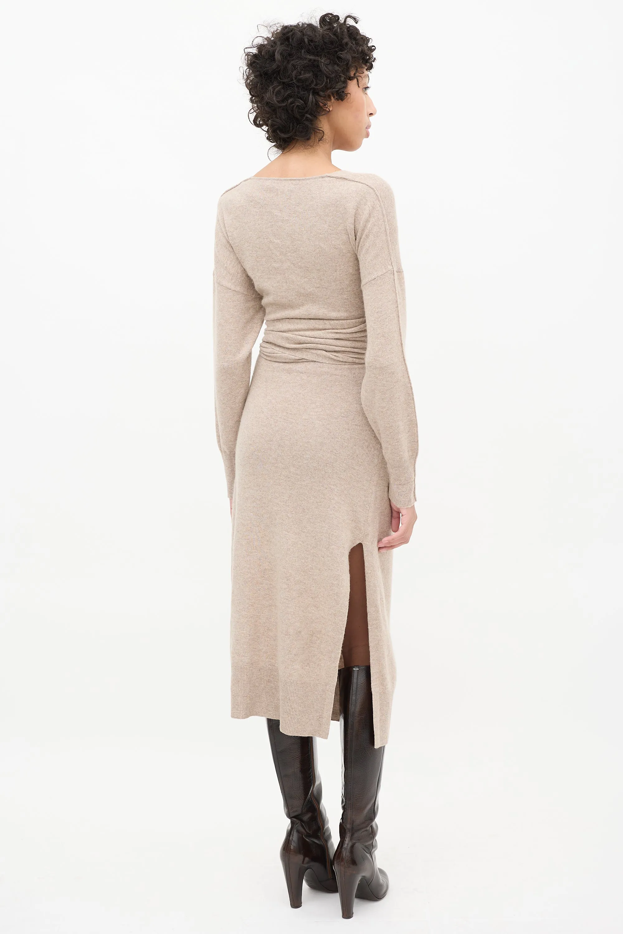 Beige Wool Wrap Skyla Dress