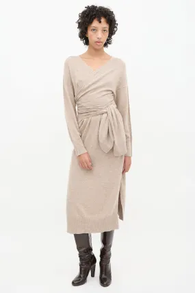 Beige Wool Wrap Skyla Dress