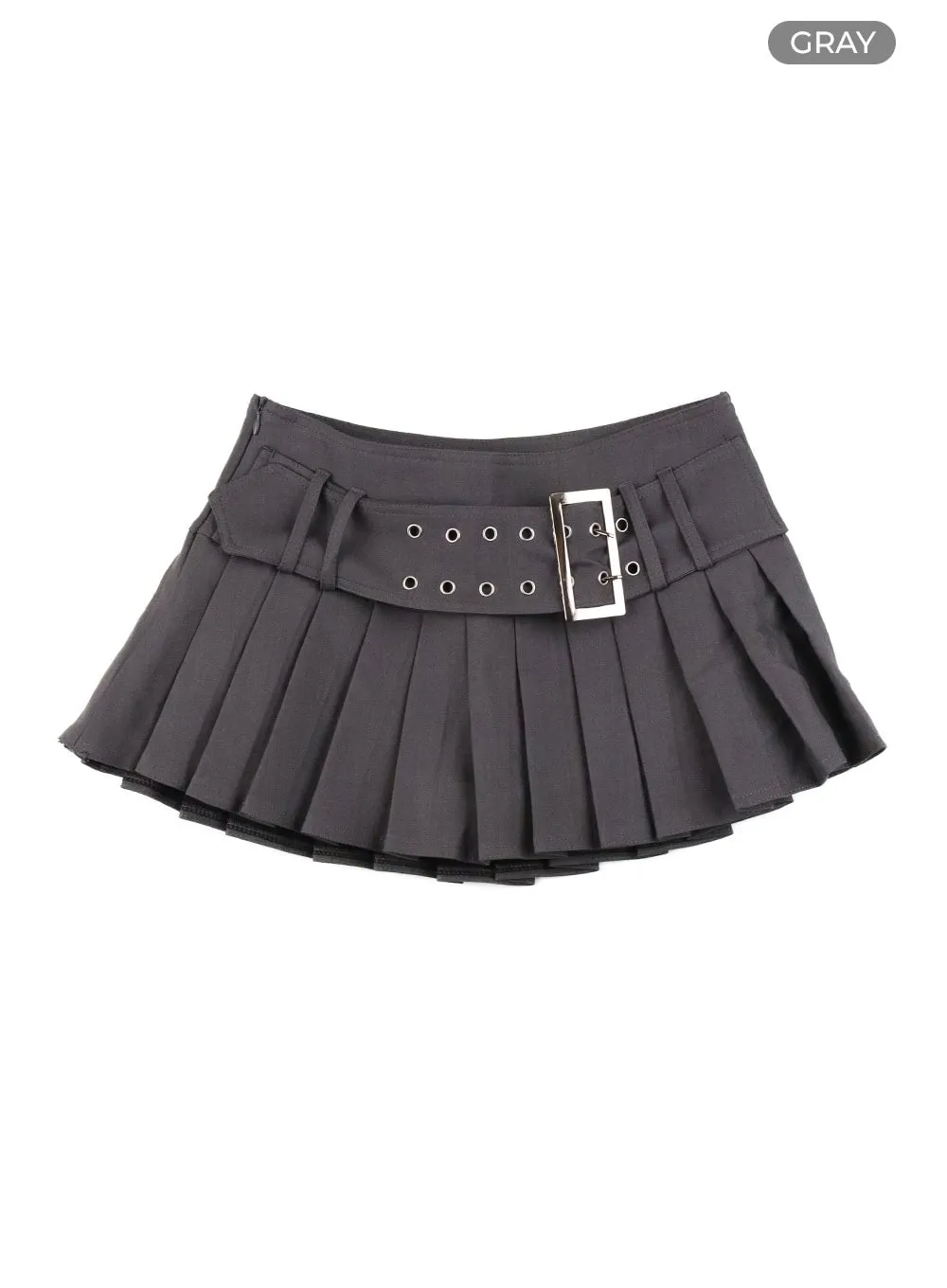 Belted Pleated Mini Skirt CY408