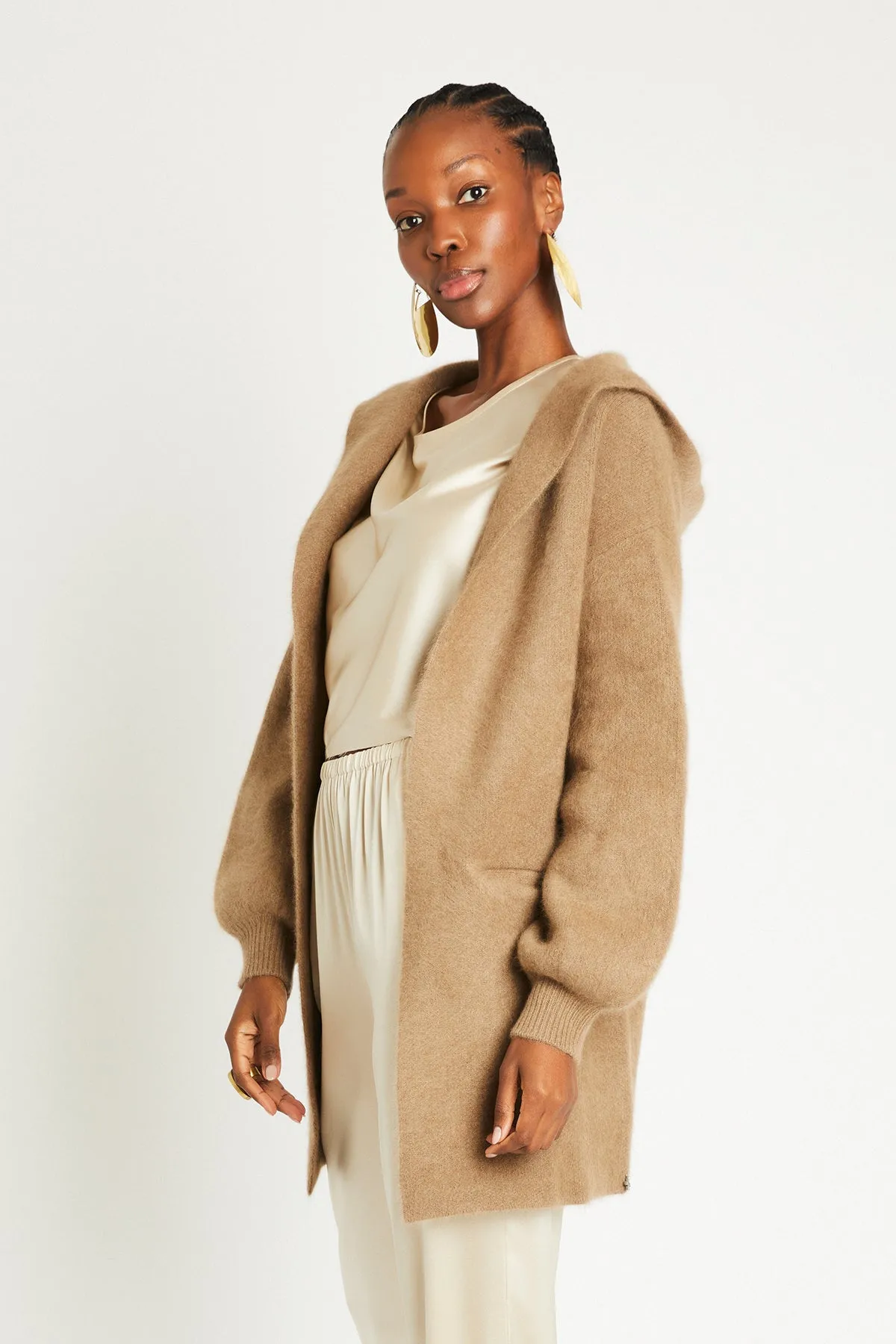   Beryll Cashmere Cropped Coat with Hood | Driftwood