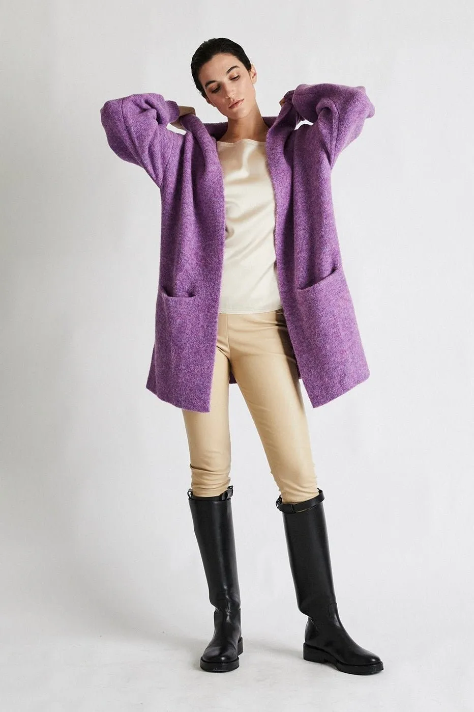   Beryll Cashmere Cropped Coat with Hood | Lilac