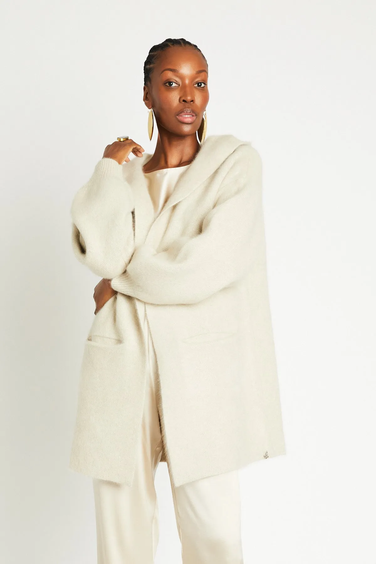   Beryll Cashmere Cropped Coat with Hood | Shell Beach