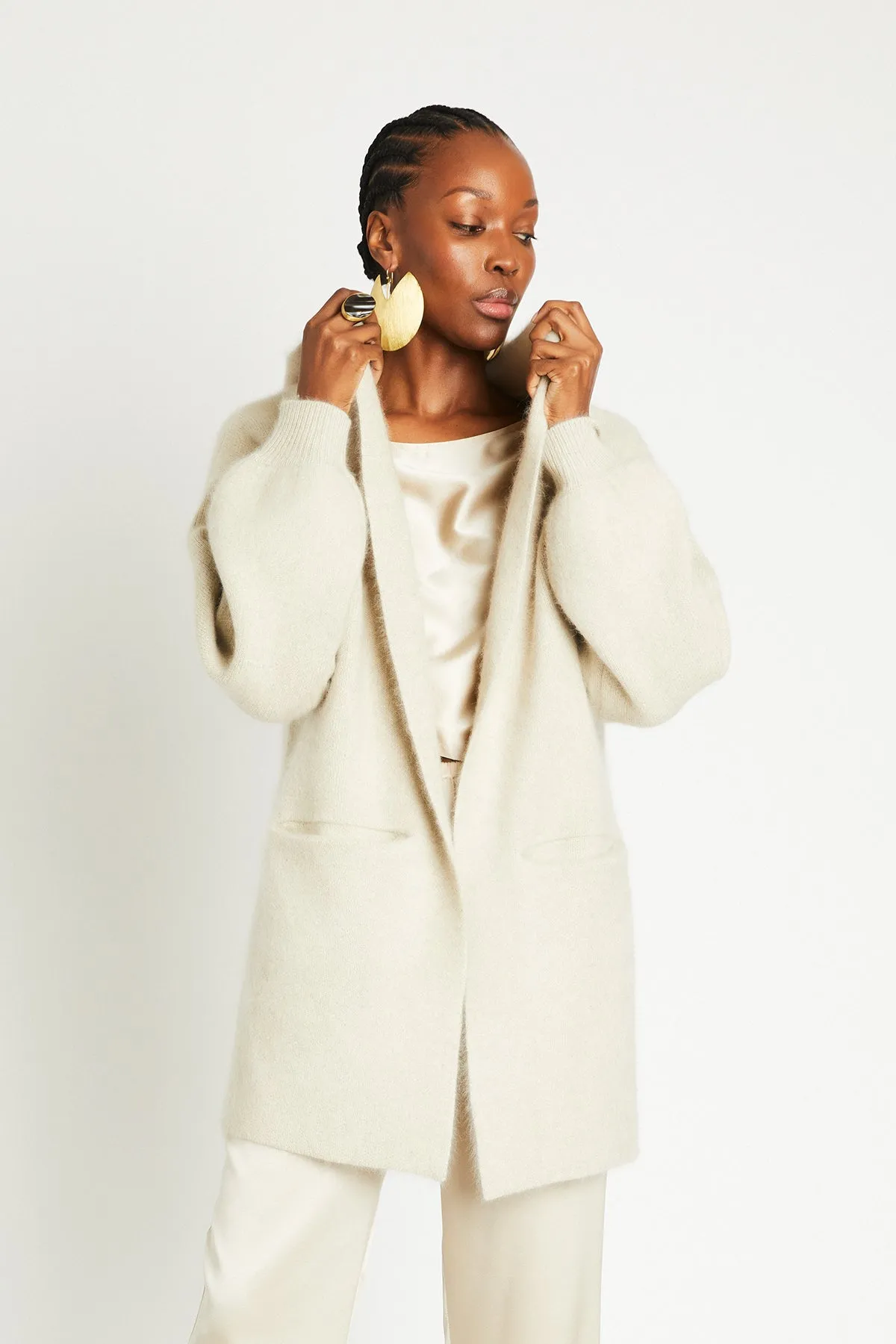   Beryll Cashmere Cropped Coat with Hood | Shell Beach