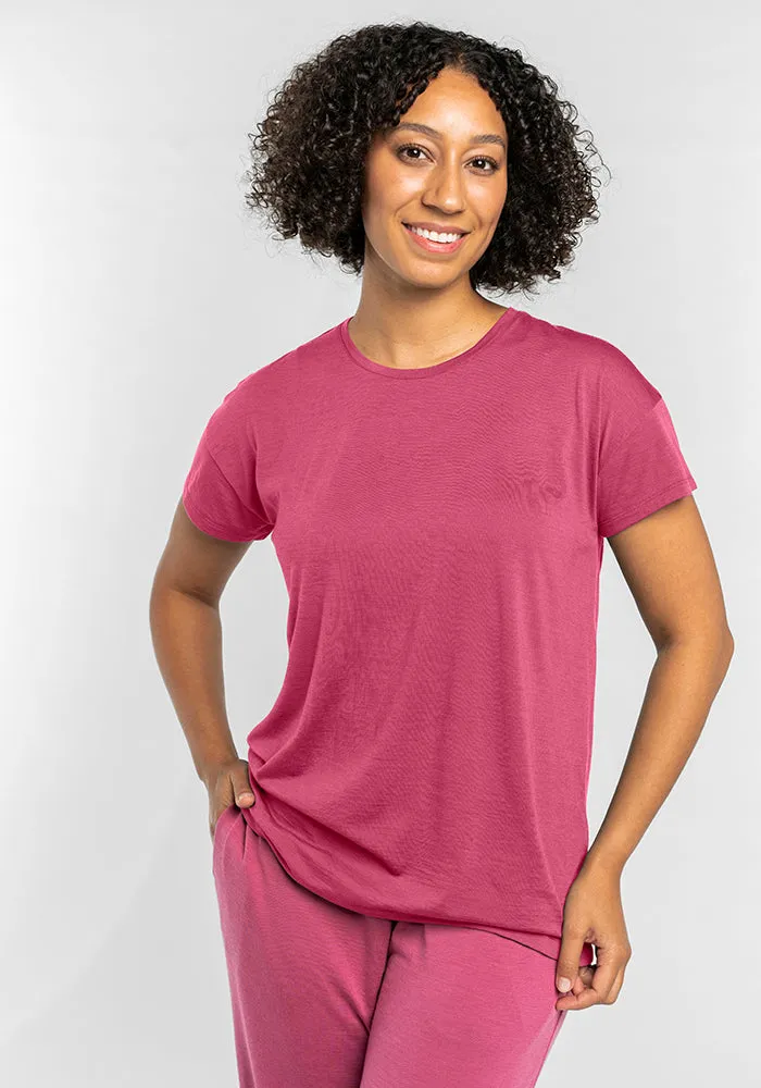 Billie Lounge Tee - Red Violet