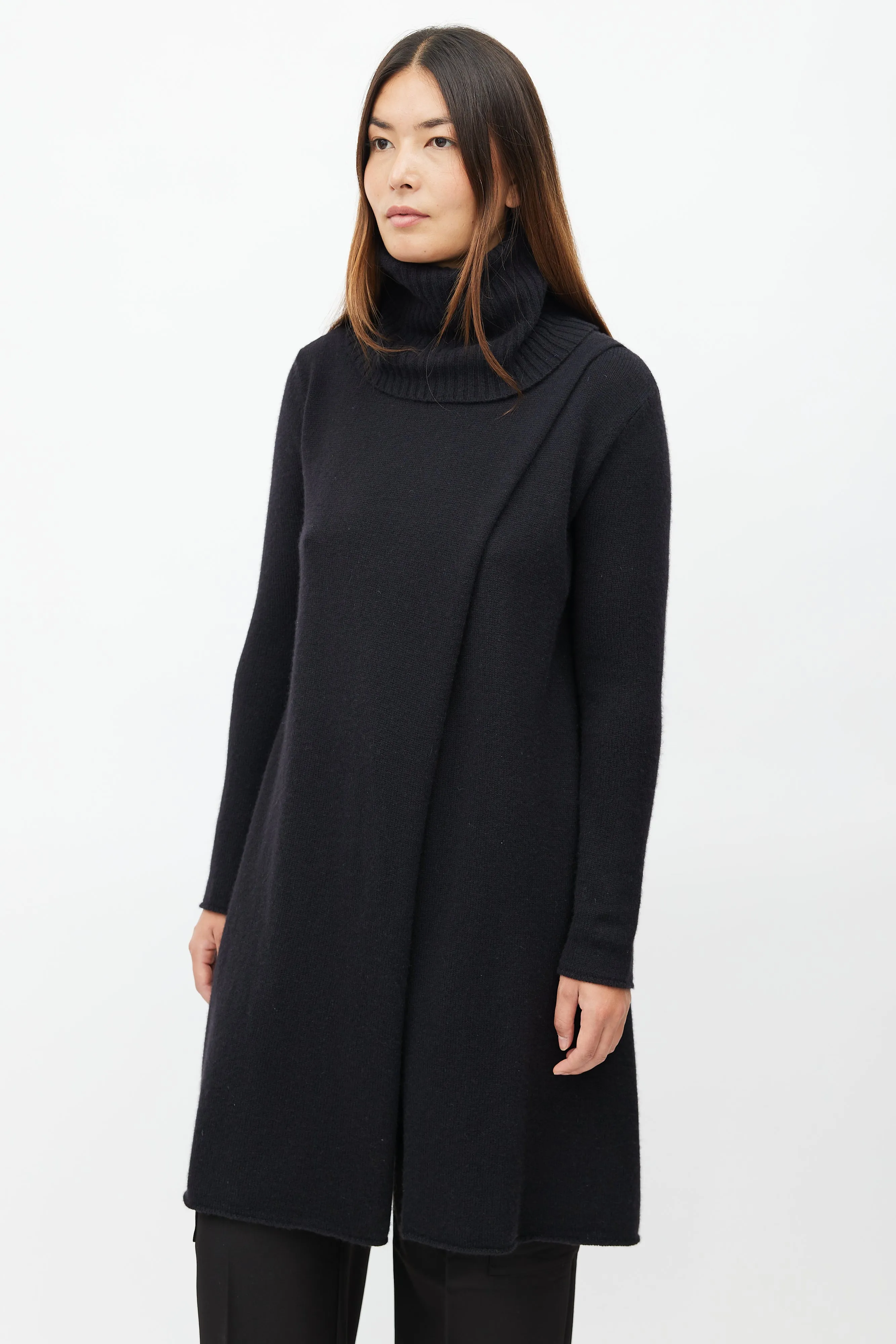 Black Cashmere Knit Sweater Dress