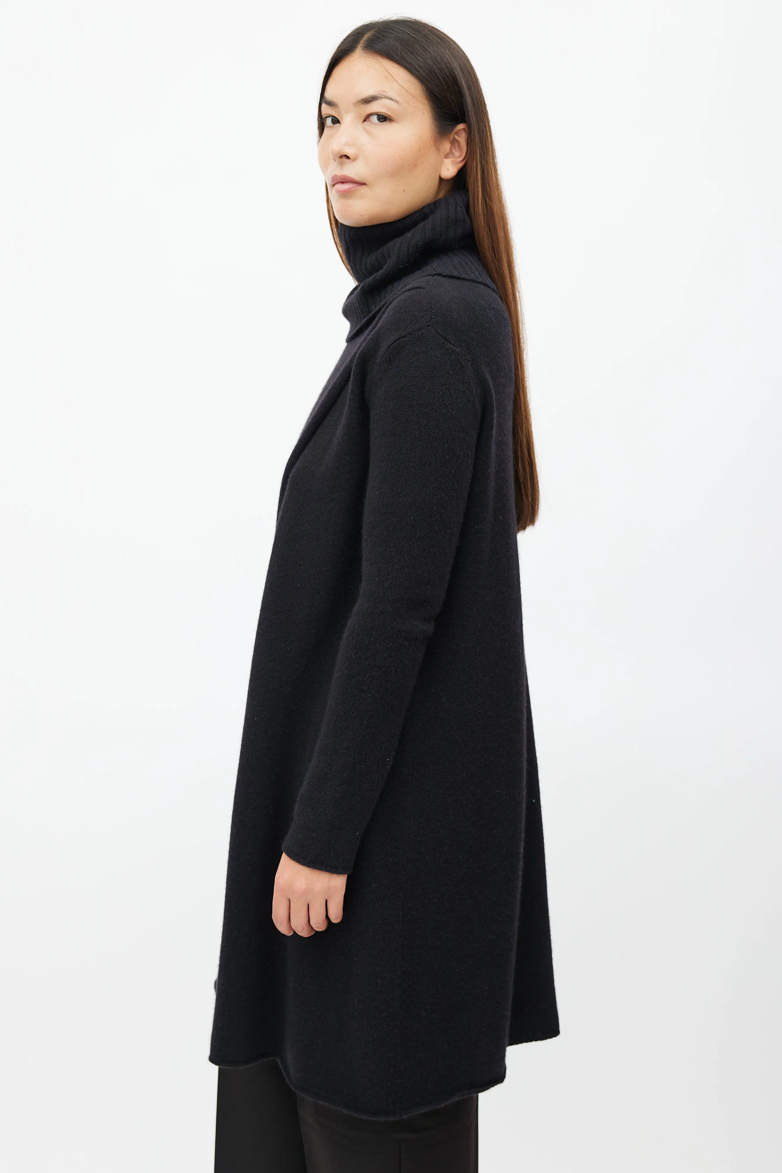 Black Cashmere Knit Sweater Dress