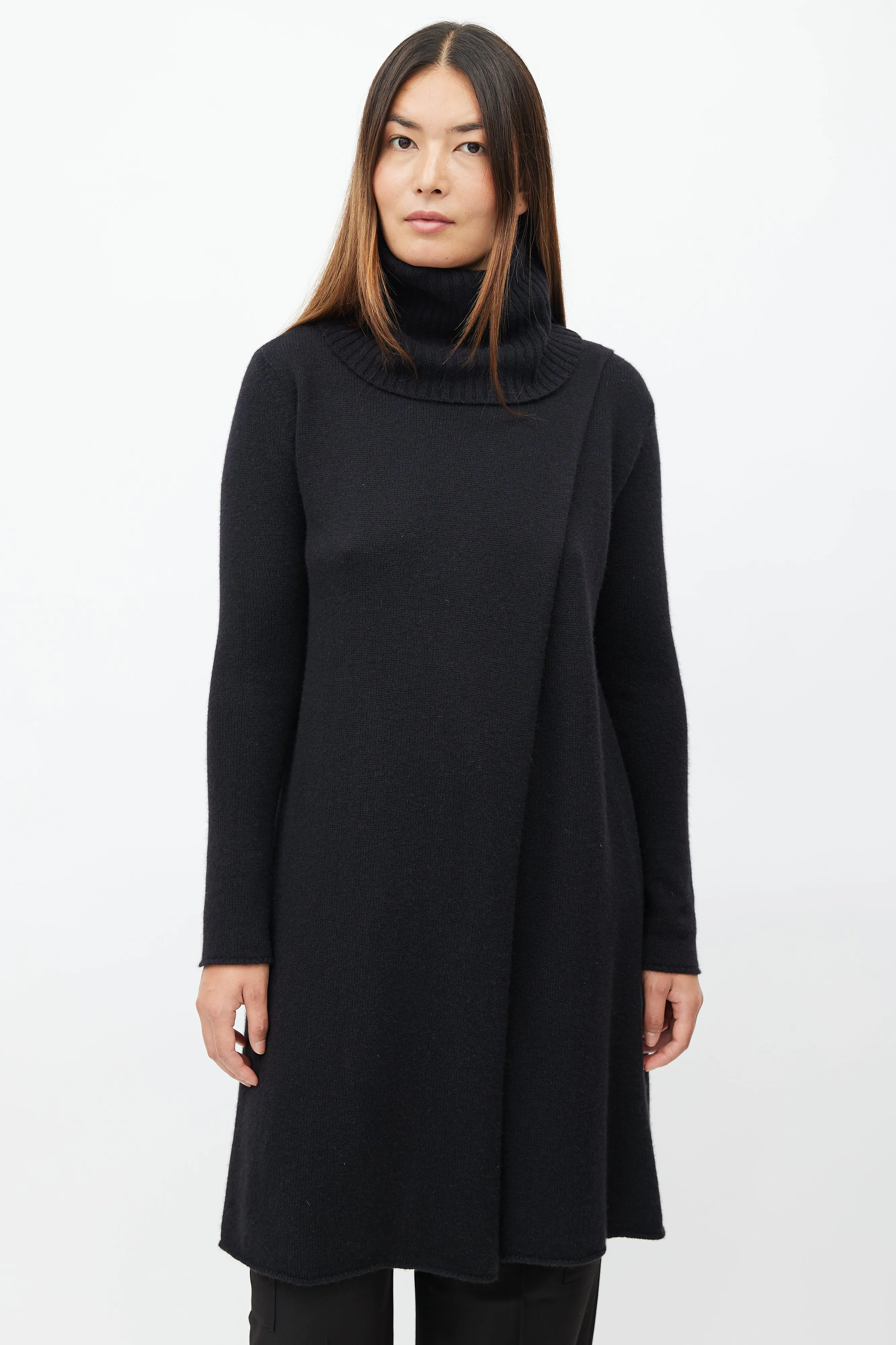 Black Cashmere Knit Sweater Dress