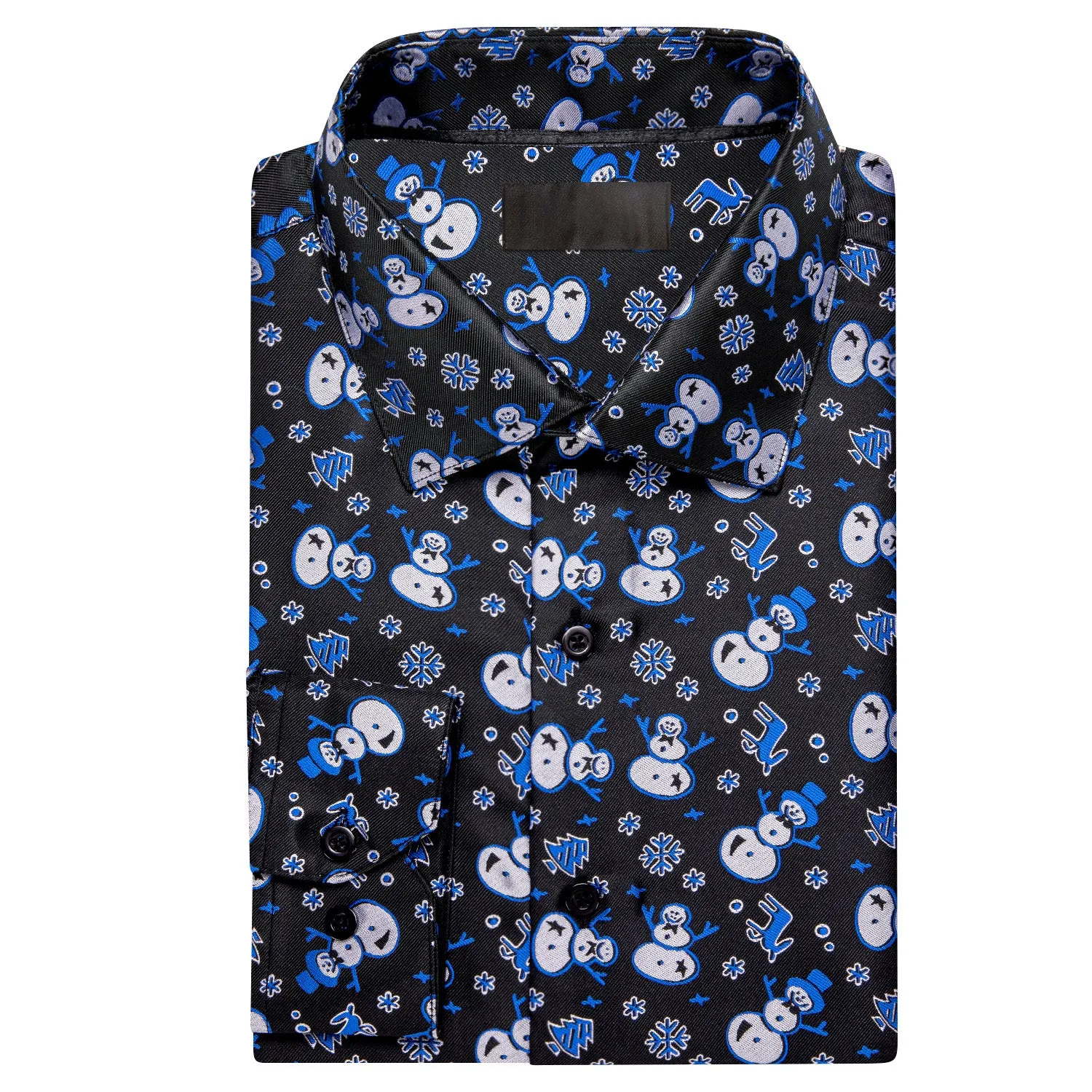 Black Christmas Sky Blue Snowmwan Novelty Men's Long Sleeve Shirt