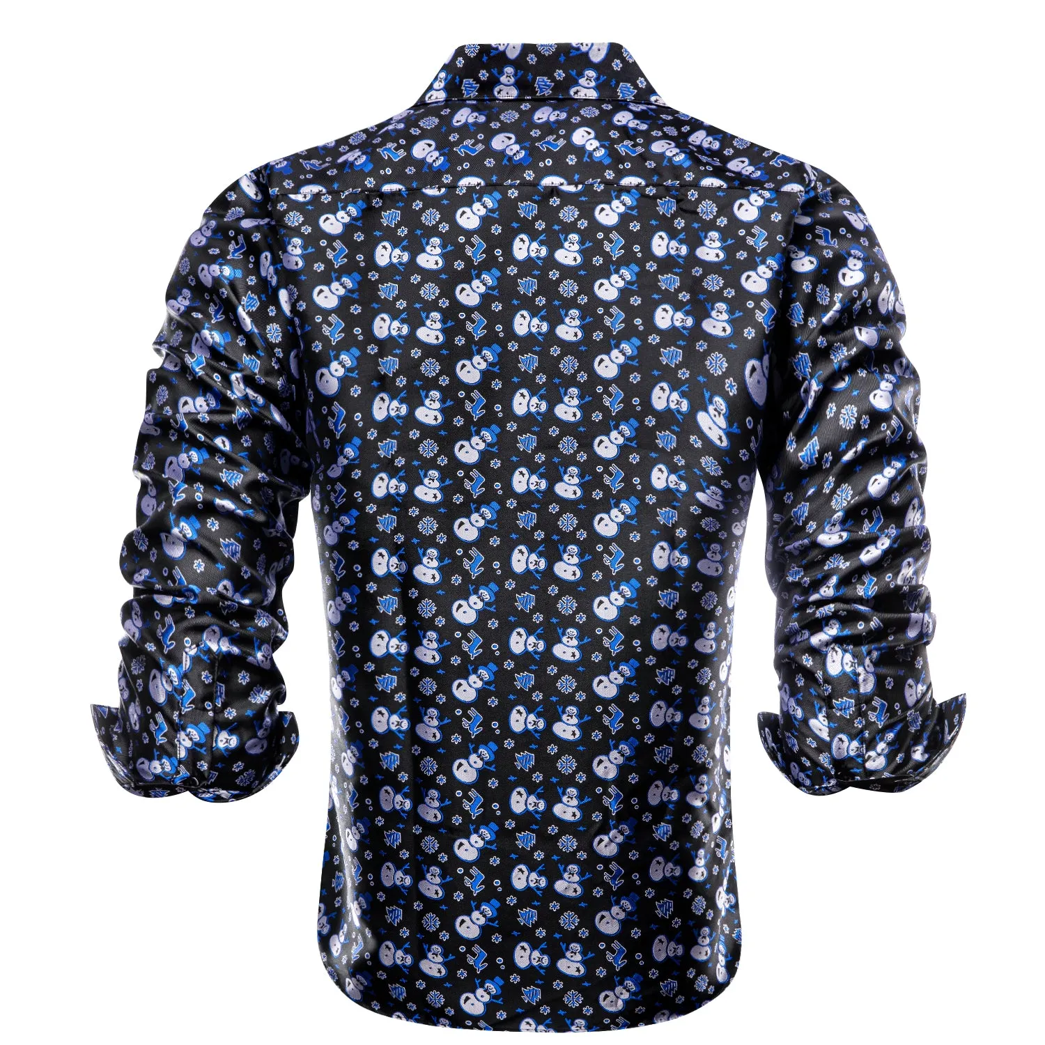 Black Christmas Sky Blue Snowmwan Novelty Men's Long Sleeve Shirt