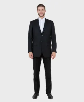 Black Solid Two Button Slim Fit Blazer