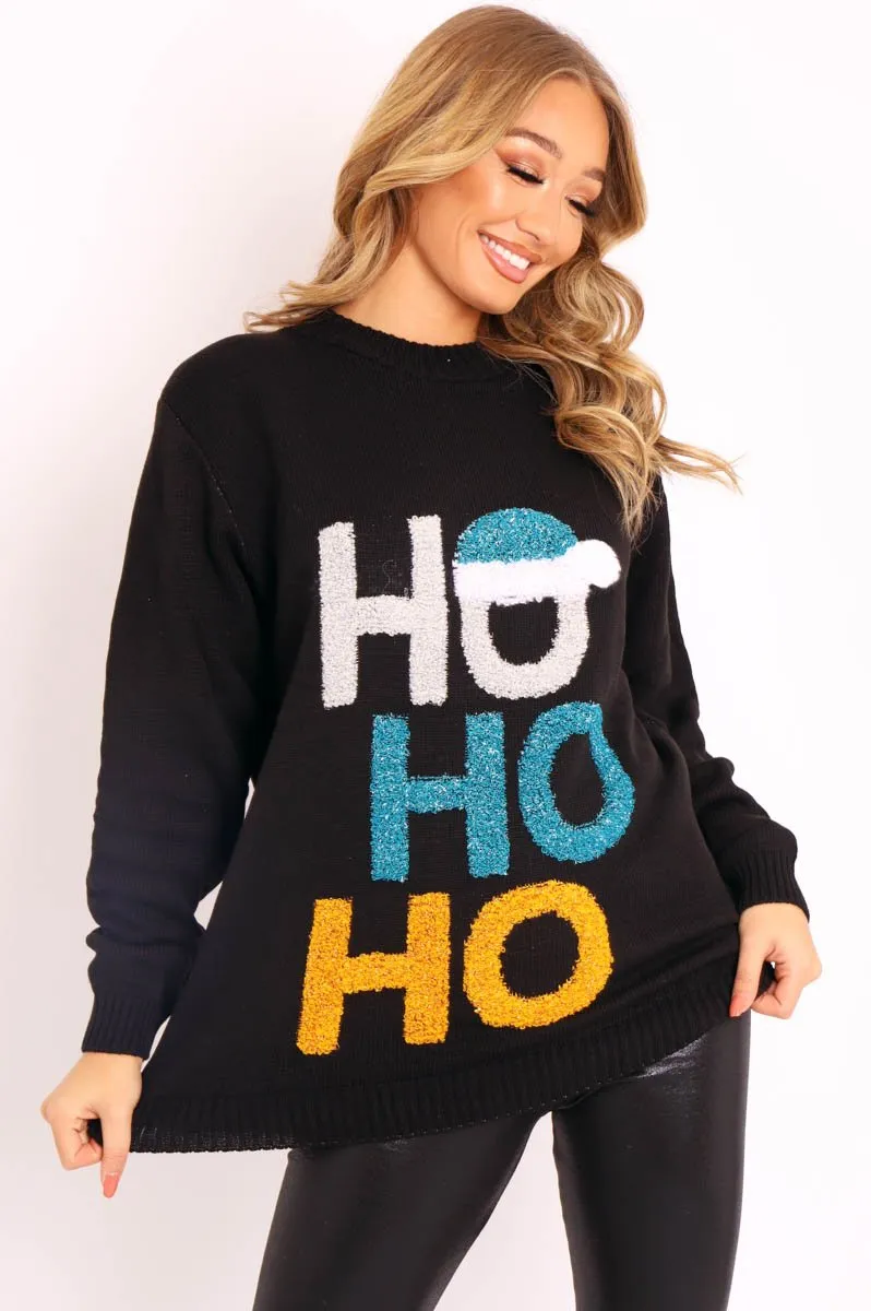 Black Tinsel 'Ho Ho Ho' Christmas Jumper - Mayana