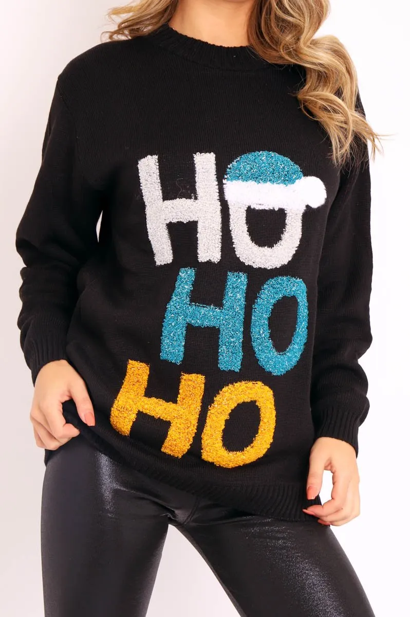 Black Tinsel 'Ho Ho Ho' Christmas Jumper - Mayana