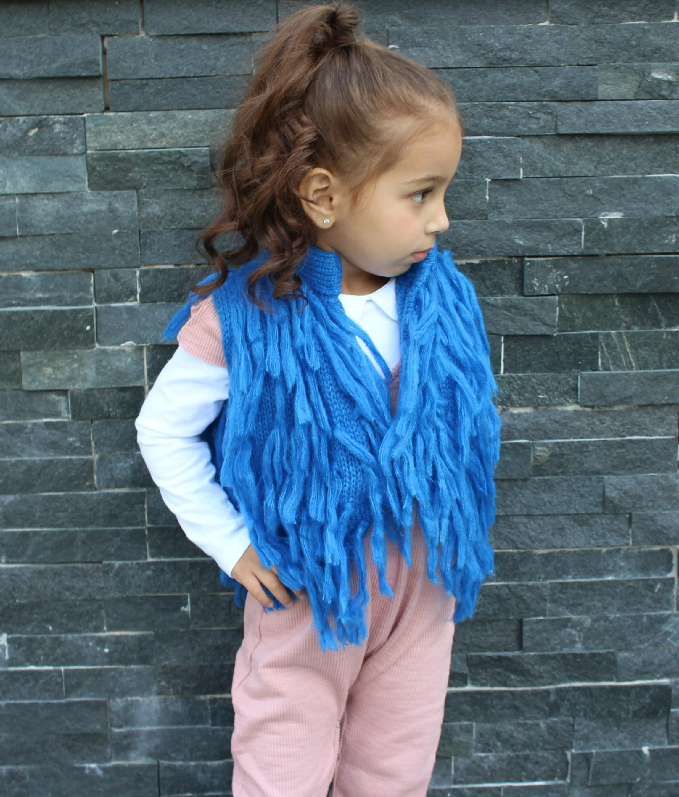 Blue Fringe Vest