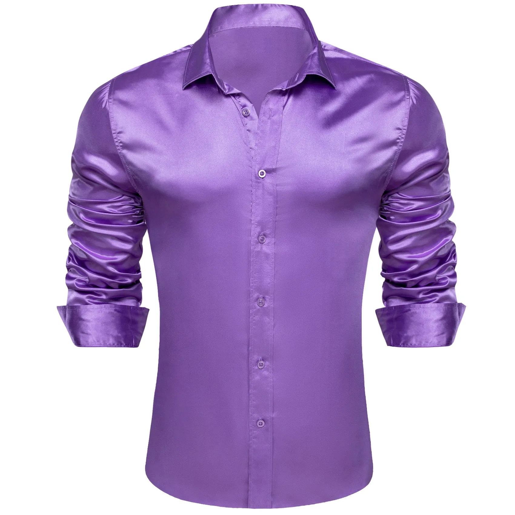 BlueViolet Solid Silk Men's Long Sleeve Shirt