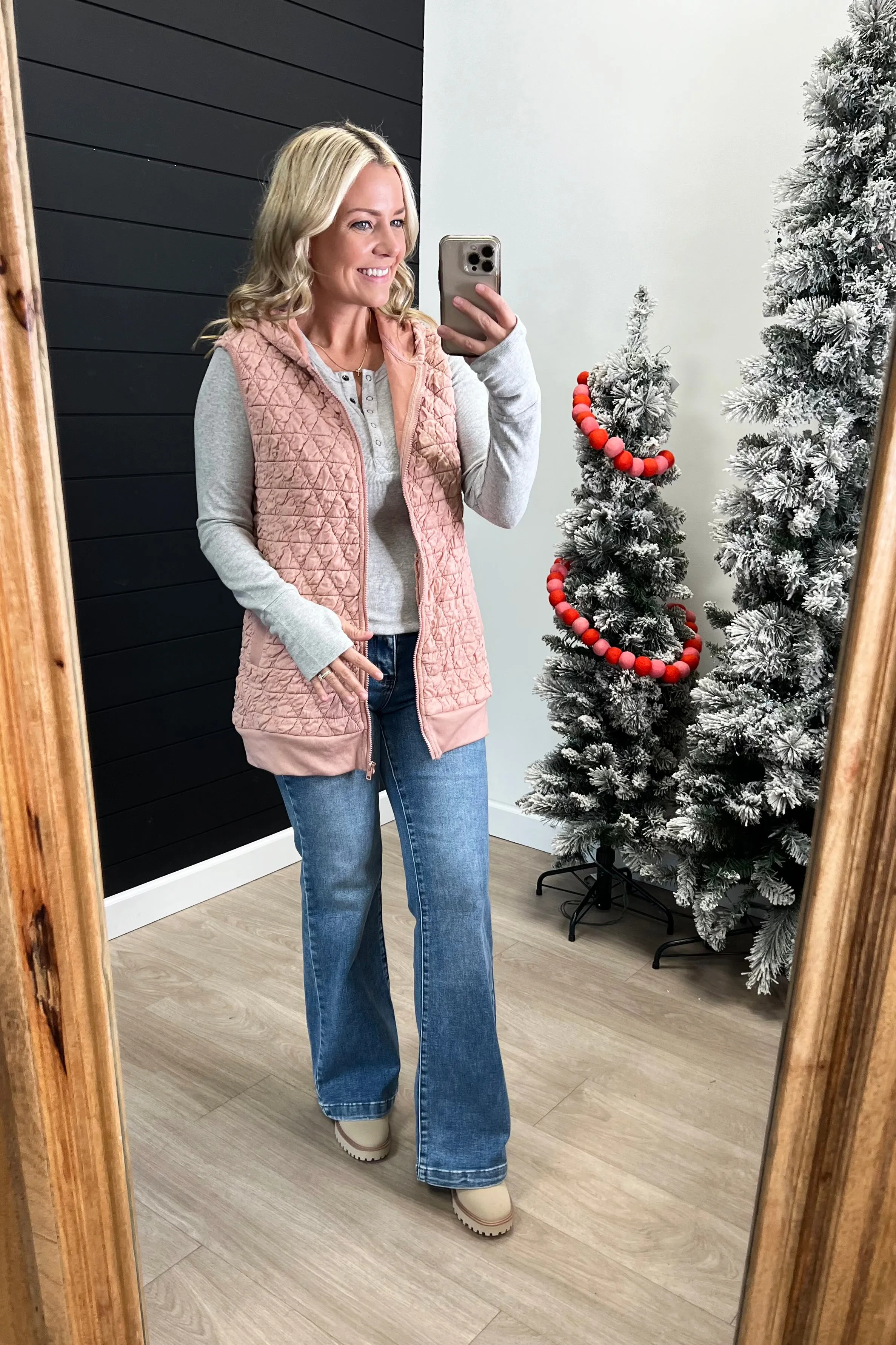 Blush Quilted Hooded Vest