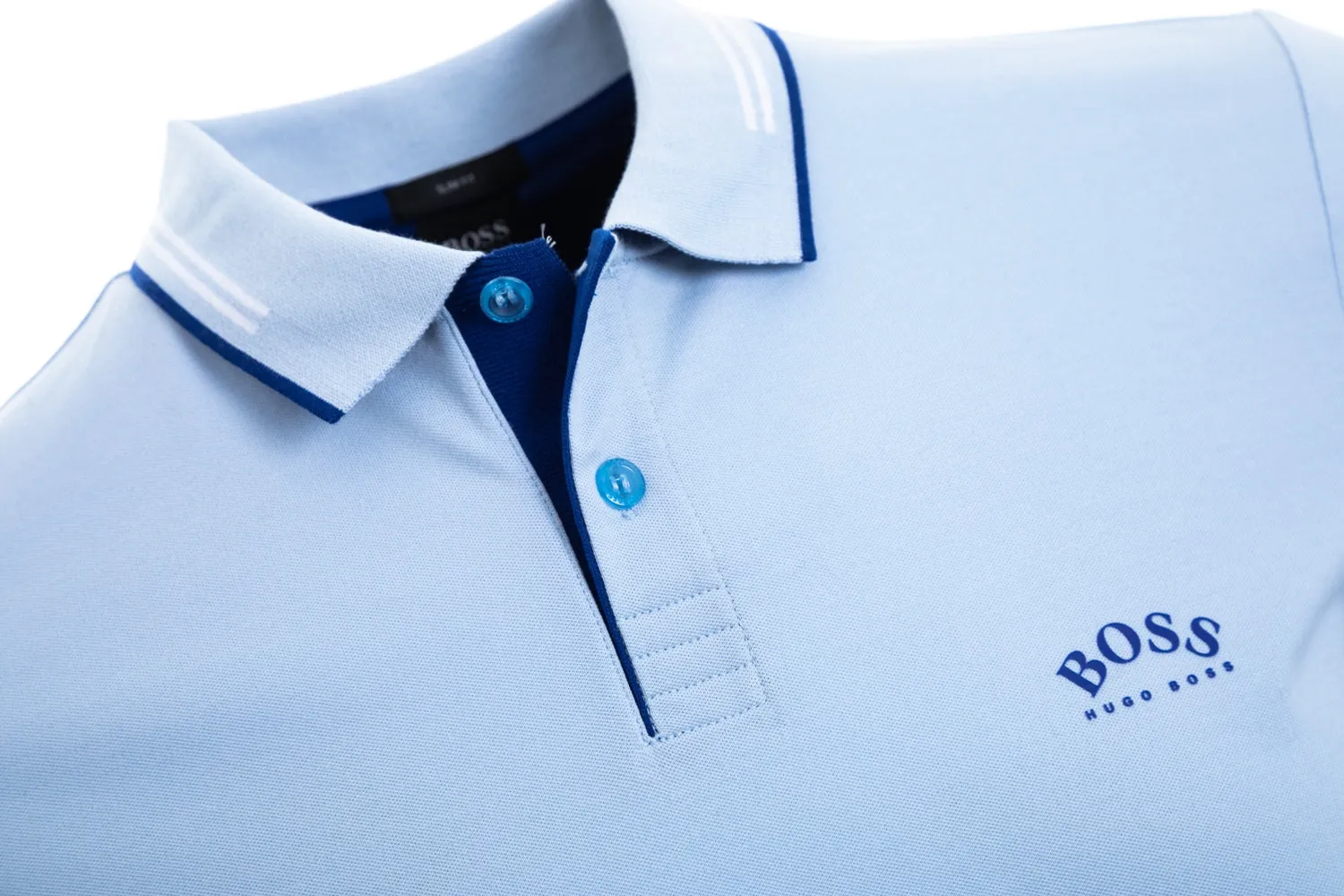 BOSS Paul Curved Polo Shirt in Sky Blue